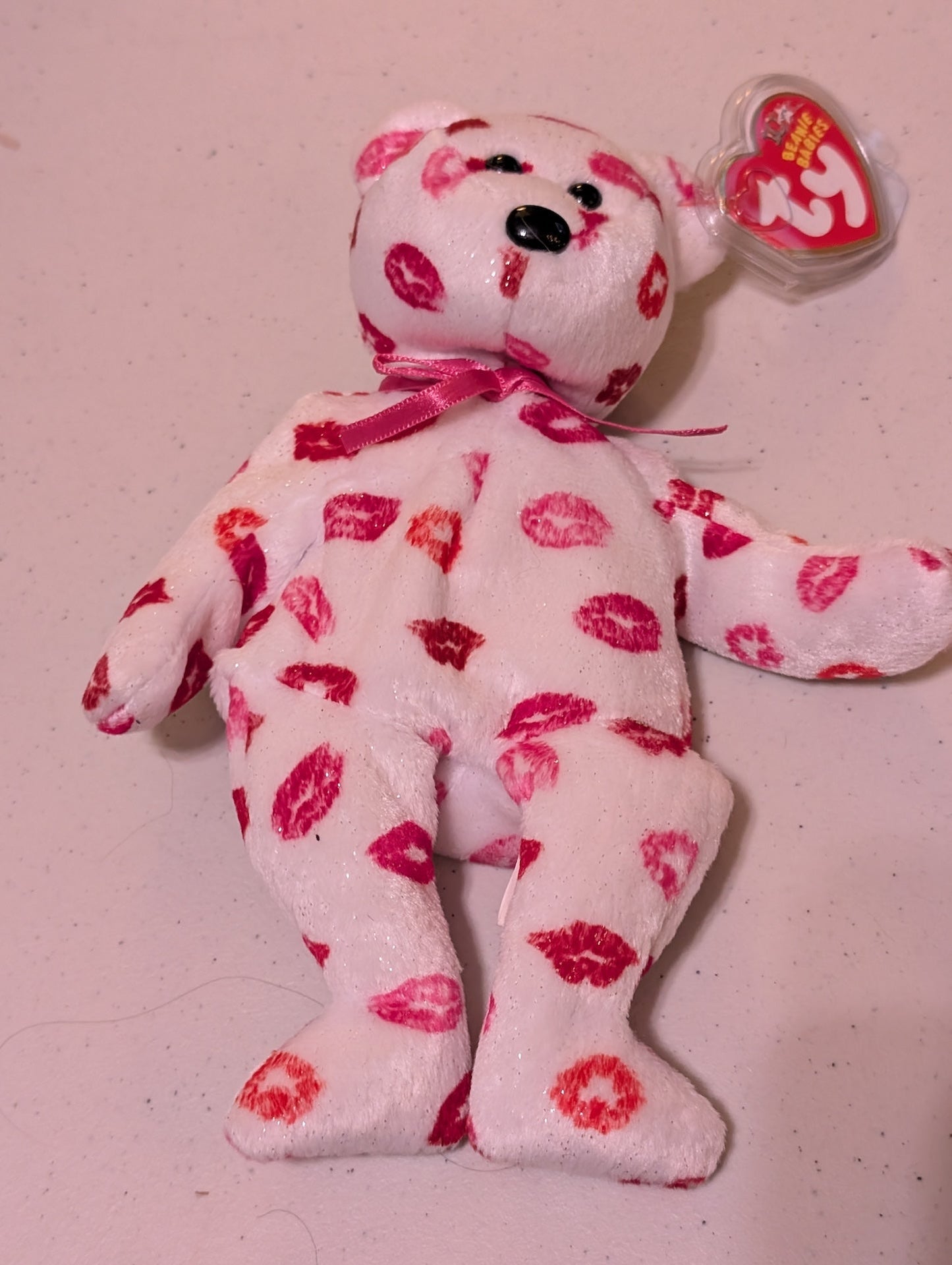 Kissy the Bear - Ty Beanie Baby (White, Red, 2003, MWMT, Plush, Toy, Stuffed Animal, Vintage, Retired)