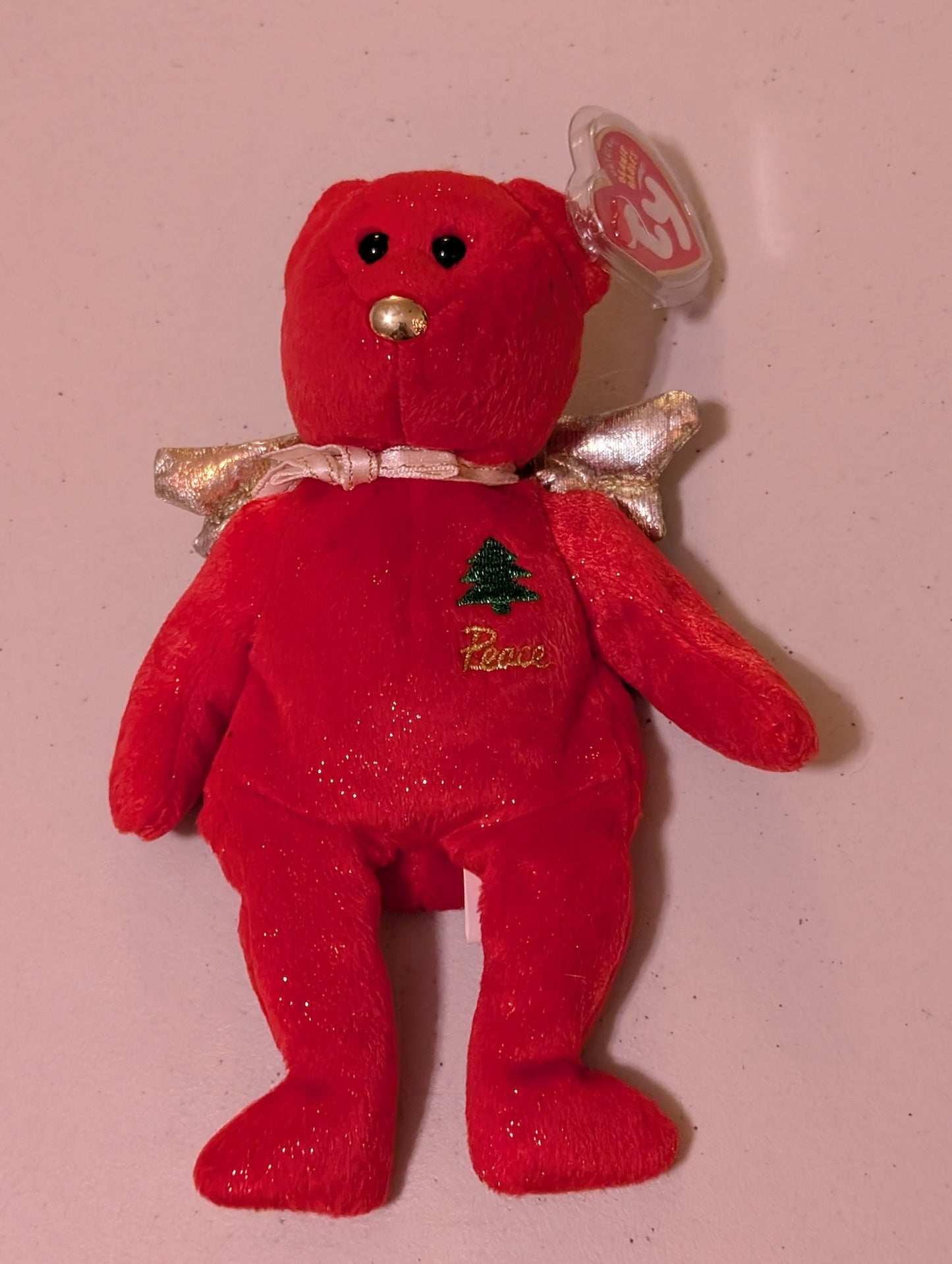 Peace the Bear - Ty Beanie Baby (Red, 1997, MWMT, Plush, Toy, Stuffed Animal, Vintage, Retired)