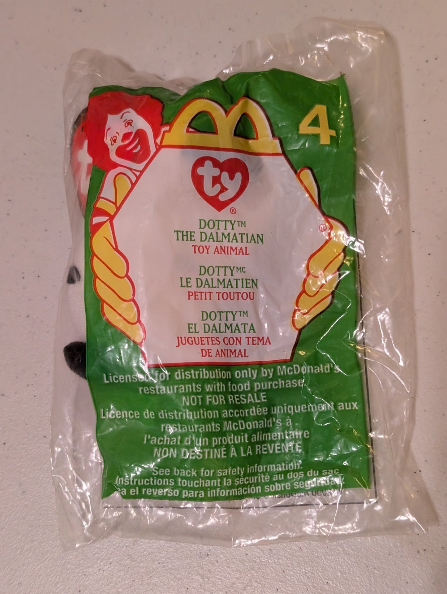 Dotty the Dalmatian - McDonald's / Ty Teenie Beanie Baby (White, Black, 1999, Plush Toy, Vintage, Stuffed Animal, Retired)