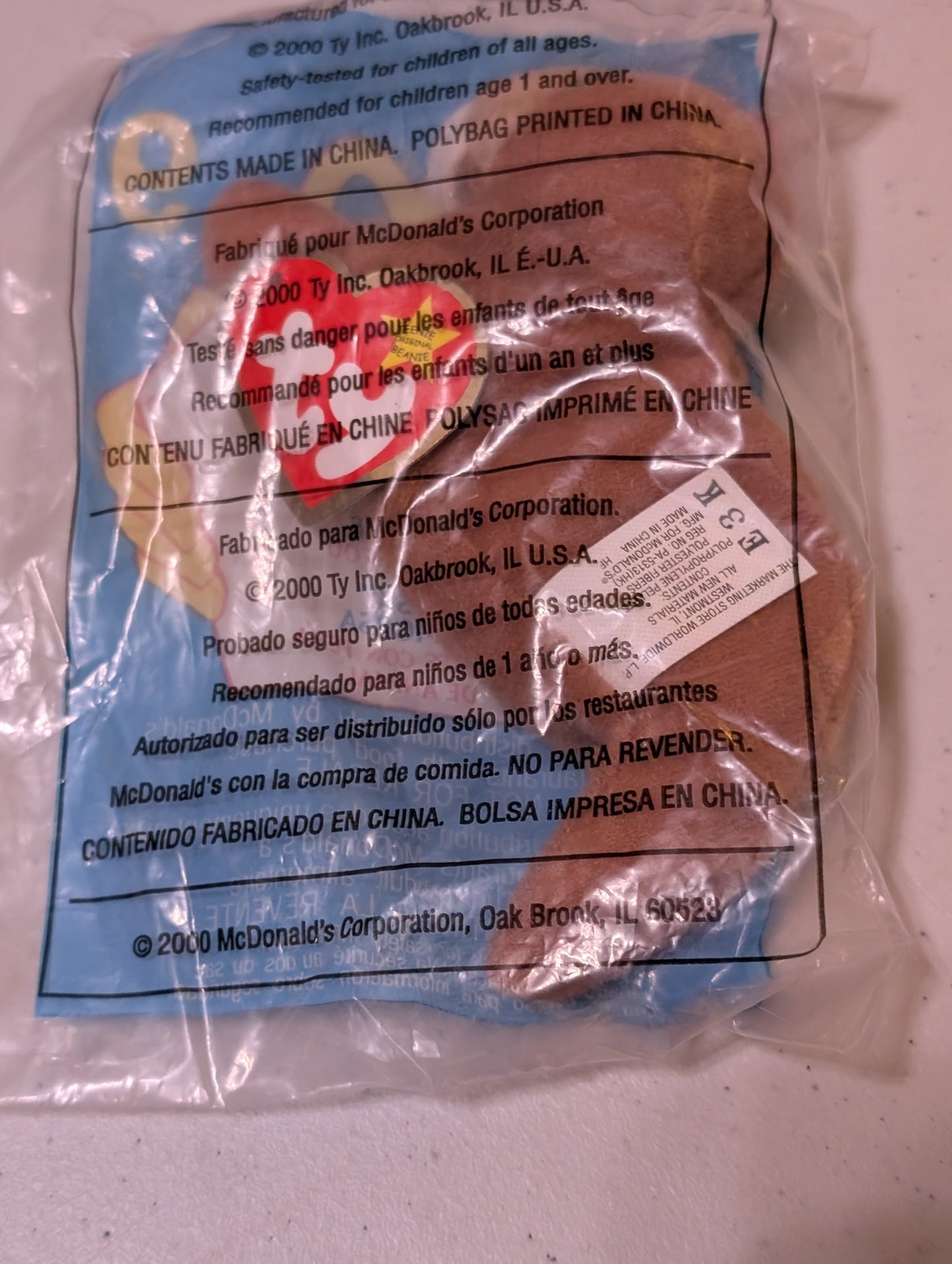 Tusk the Walrus - McDonald's / Ty Teenie Beanie Baby (Tan, 2000, Plush, Toy, Vintage, Stuffed Animal, Retired)