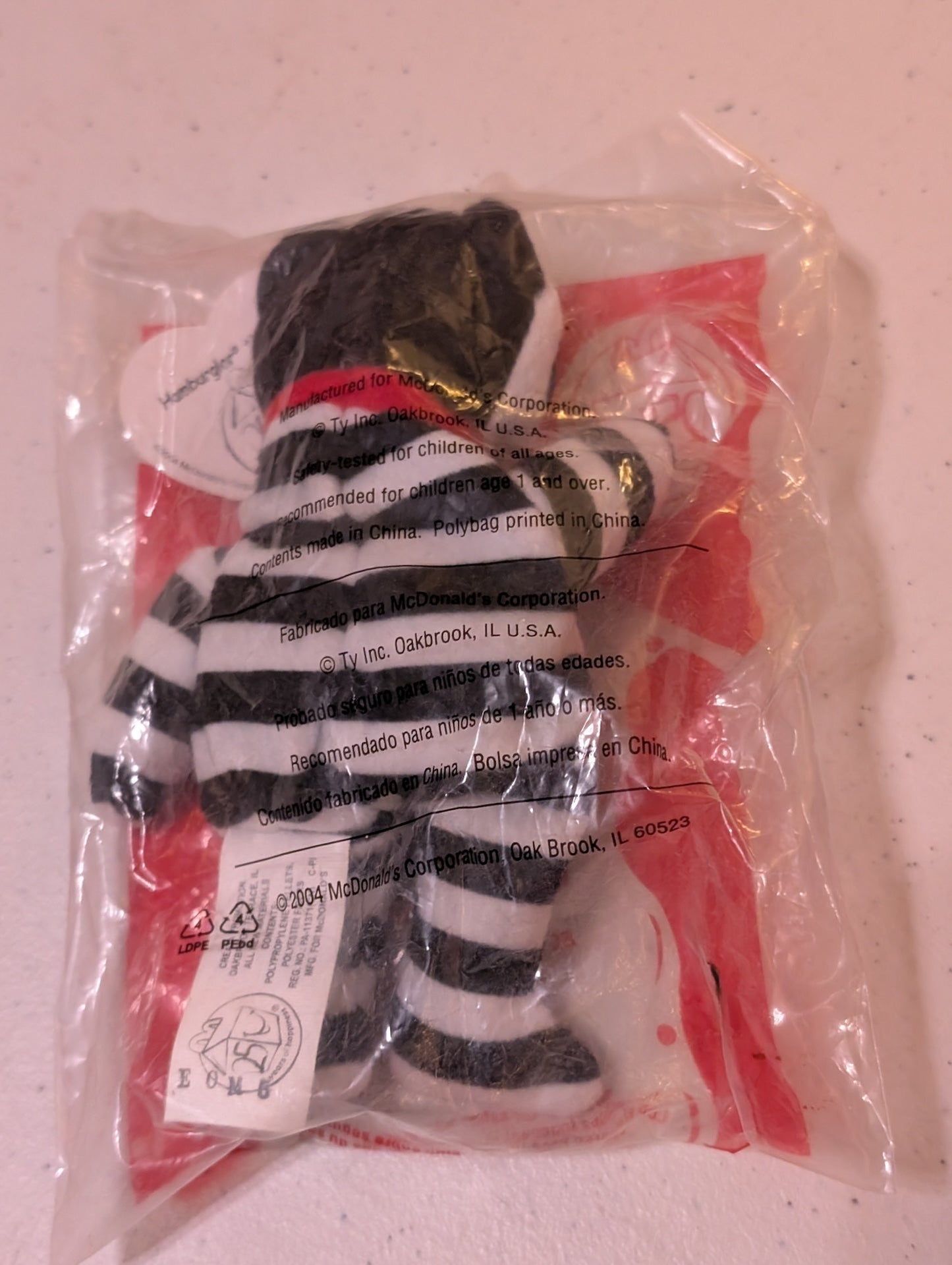 Hamburglar - McDonald's / Ty Teenie Beanie Baby (Black, White, Red, 2004, Plush Toy Vintage, Stuffed Animal, Retired)