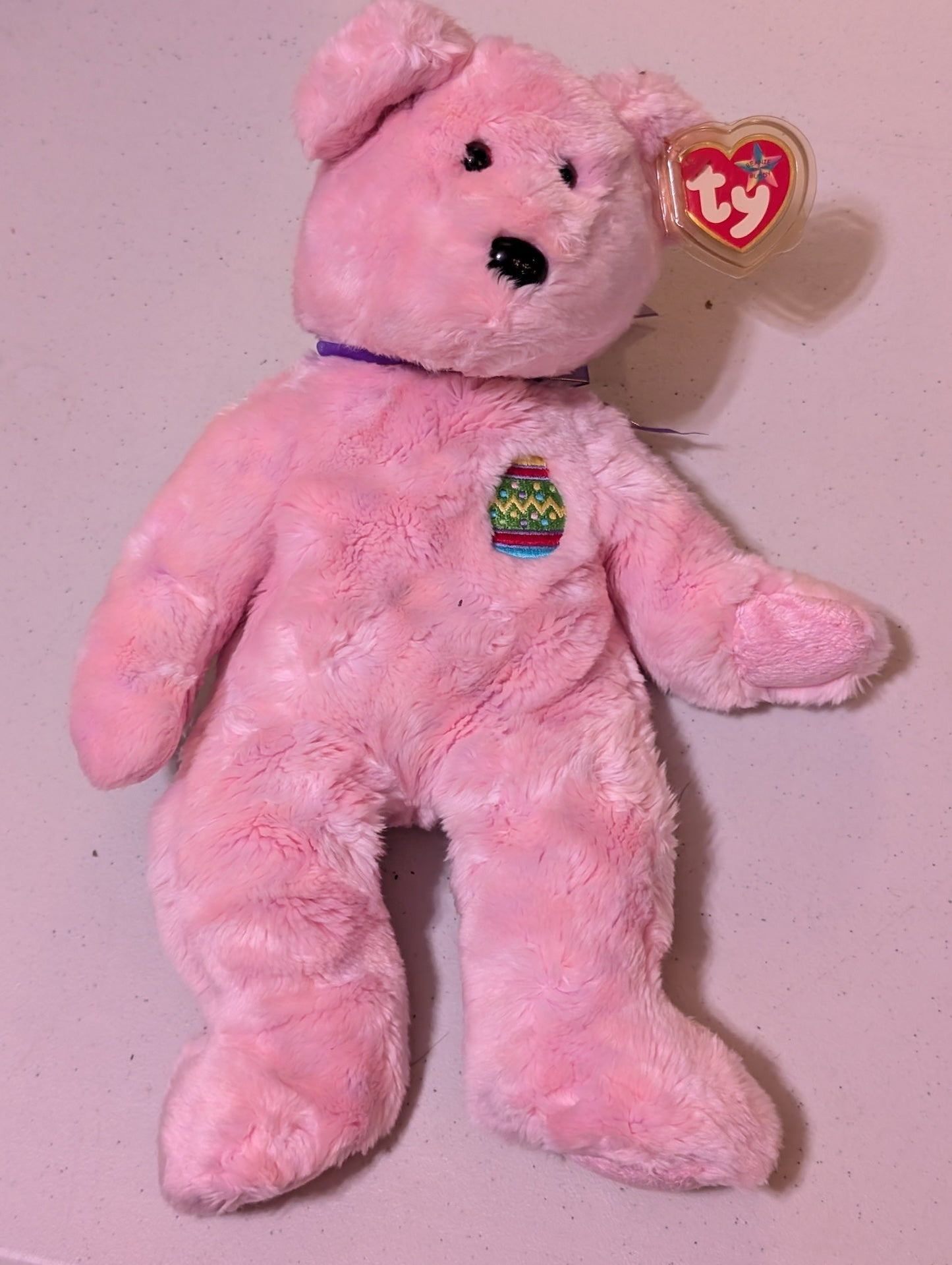 Eggs Pink Teddy Bear Ty Buddy Plush Beanie Buddies Stuffed Animal Bean Bag Toy 13" (MWMT, Vintage, Retired, with Tag, VTG, Stuffed Animal, Plush, Toy)
