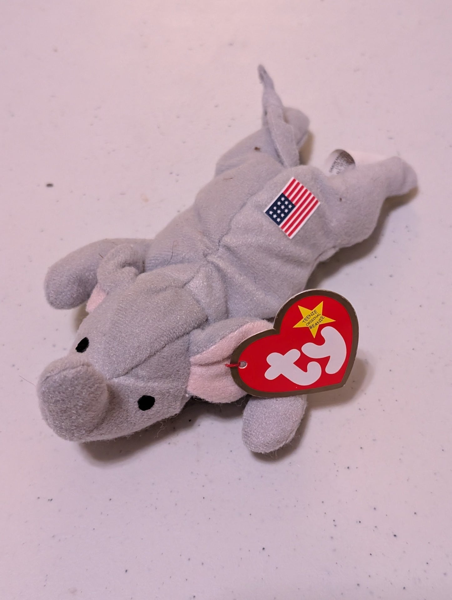 Righty 2000 the Elephant - Ty Beanie Baby (Gray, 2000, Plush Toy, Stuffed Animal, MWMT, Vintage, Retired)