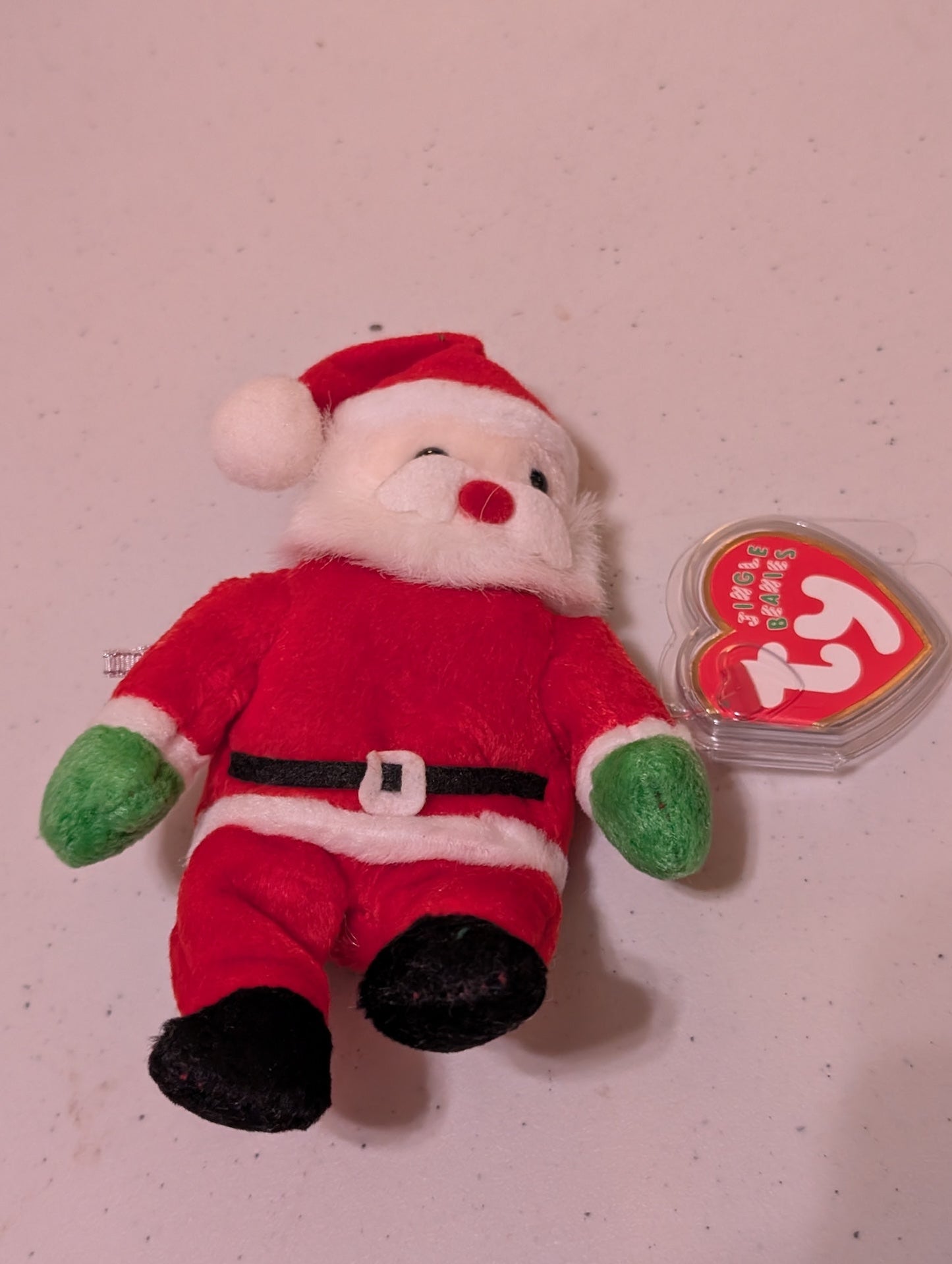 Santa the Santa - Ty Jingle Beanie (Red, White, Black, Green, 1998, Plush Toy, Stuffed Animal, MWMT, Vintage, Retired)