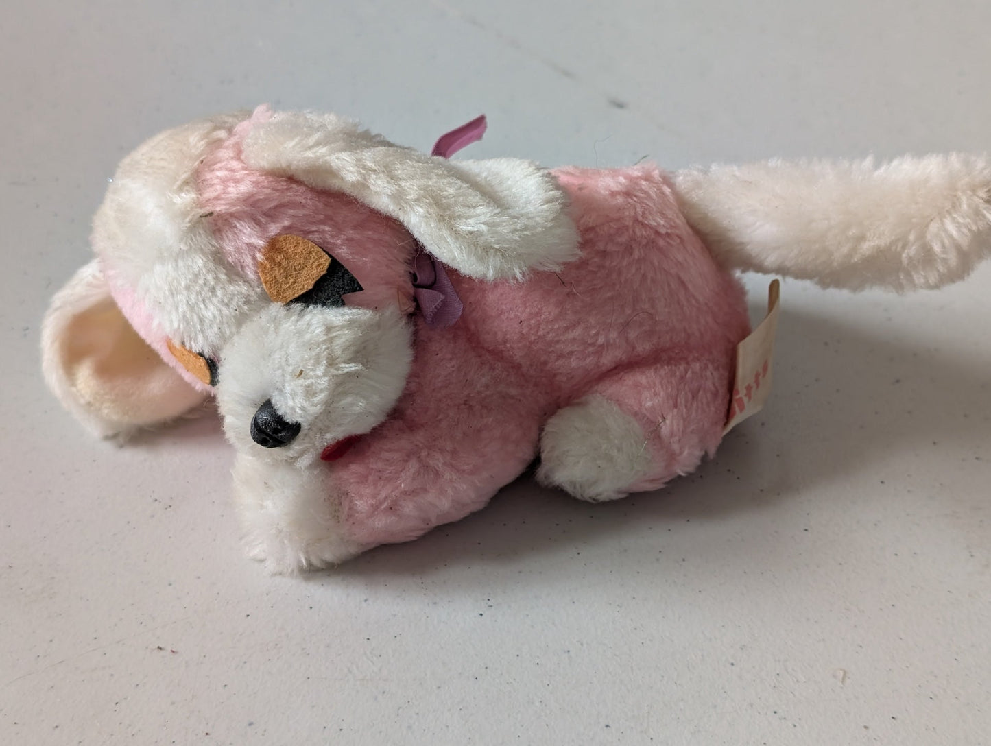Vintage Pink & White Dog - Unbranded Plush Toy (Pink, White, 1980s, Dog)