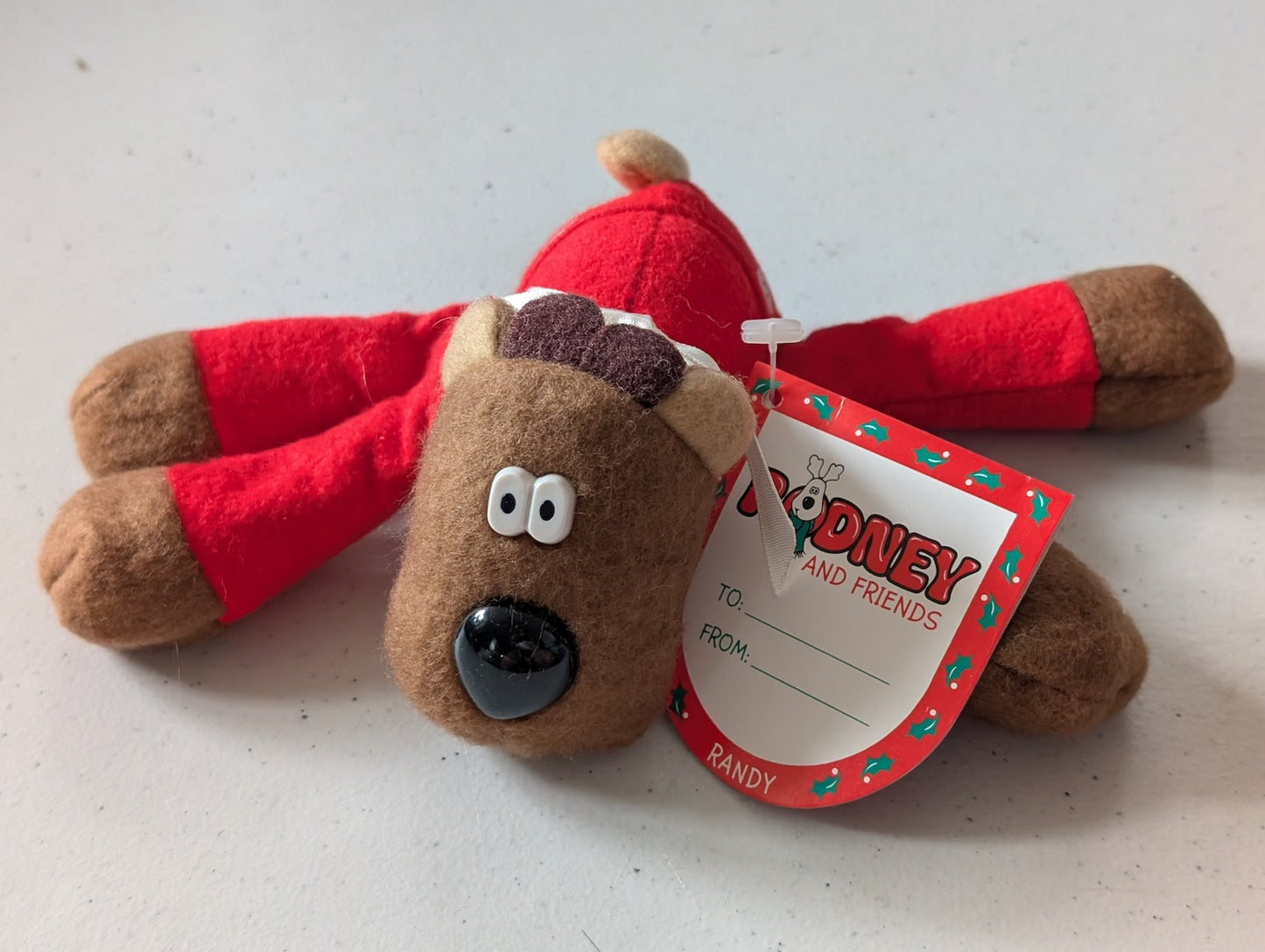 Randy the Reindeer - Rodney and Friends Plush Toy (Brown, Red 1990s, Reindeer)
