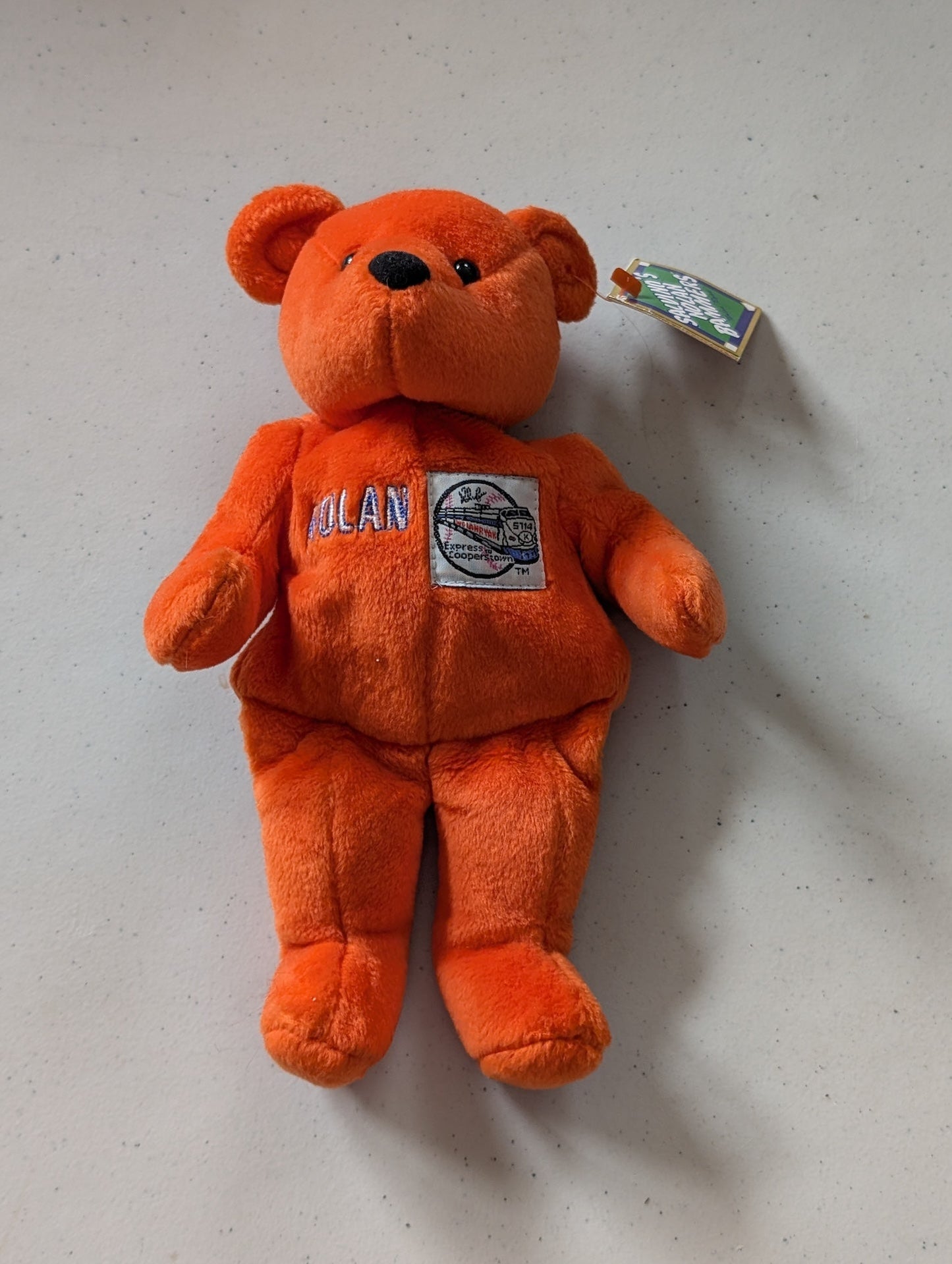 Nolan Ryan Bear - Express CoopersTown Plush Toy (Orange, 1999, Bear)