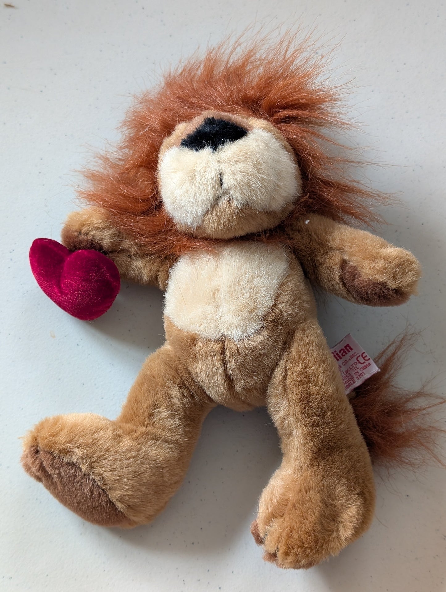 Valentine's Lion - Lillian Vernon Plush Toy (Brown, 1990s, Lion)