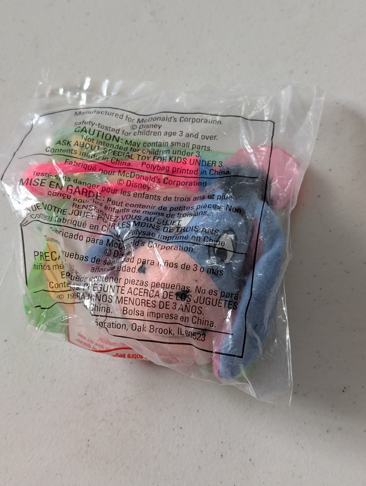 Winnie the Pooh Keychain - Eeyore - McDonald's / Disney Happy Meal Toy (Blue, 1999, Keychain)