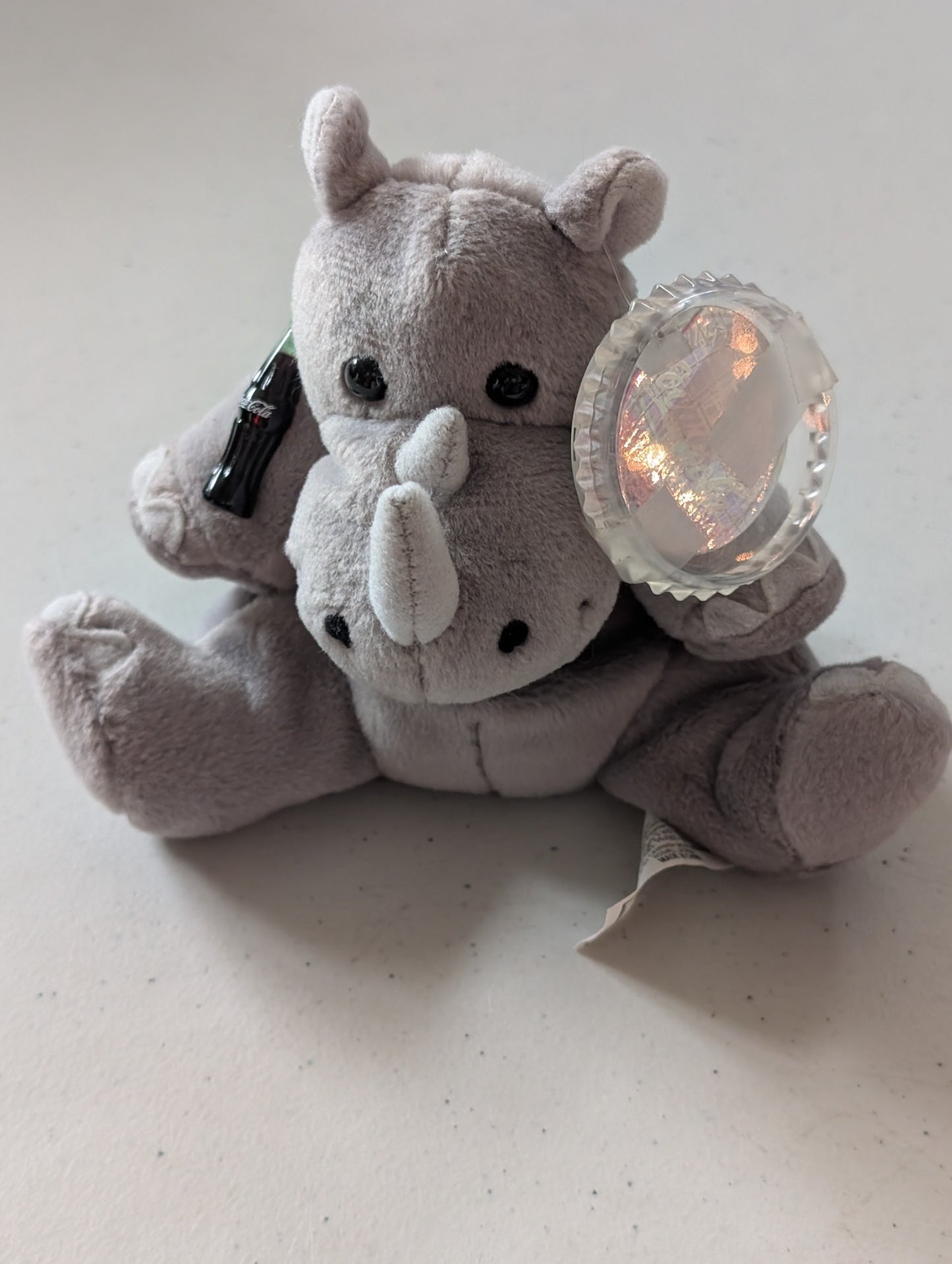 RHINY the RHINOCEROS Tanzania 1999 (Coke, Coca-Cola, Cocoa Cola International, MWMT, Vintage, Retired, with Tag, VTG, Stuffed Animal, Plush, Toy, Bean Bag)