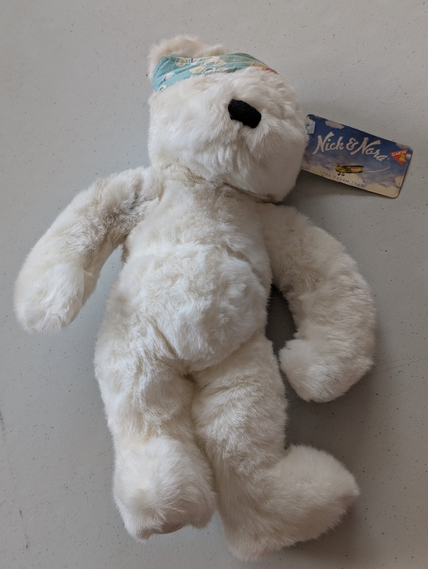 Nicky Cloud Nine White Bear NICK & NORA 1999 Plush 14" (Vintage, Retired, with Tag, VTG, Stuffed Animal, Plush, Toy, Nick and Nora)