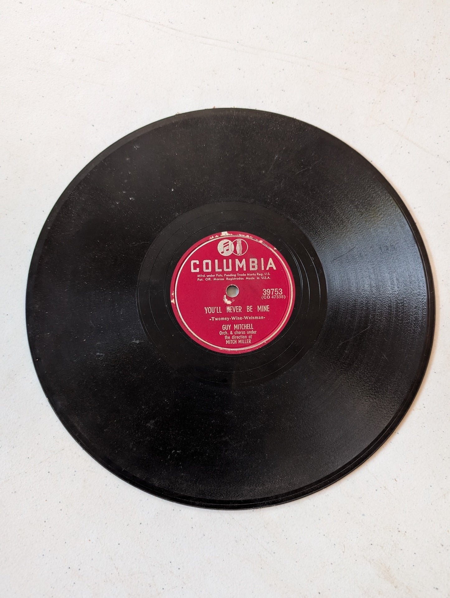 Guy Mitchell You'll Never Be Mine 78 RPM shellac record 1952 by Columbia Records