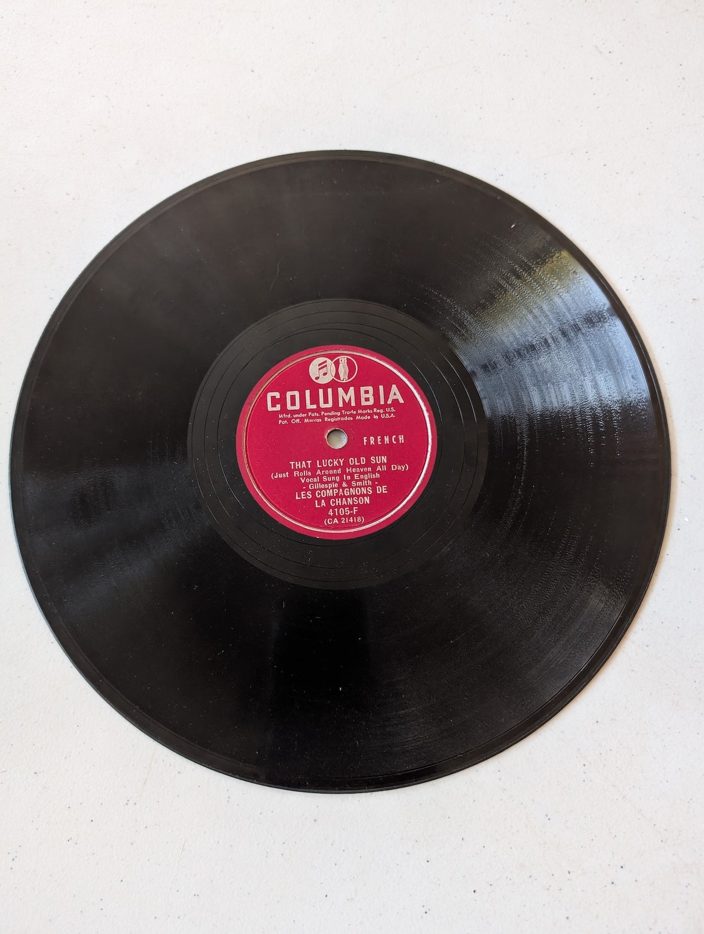 Les Compagnons De La Chanson That Lucky Old Sun 78 RPM record
