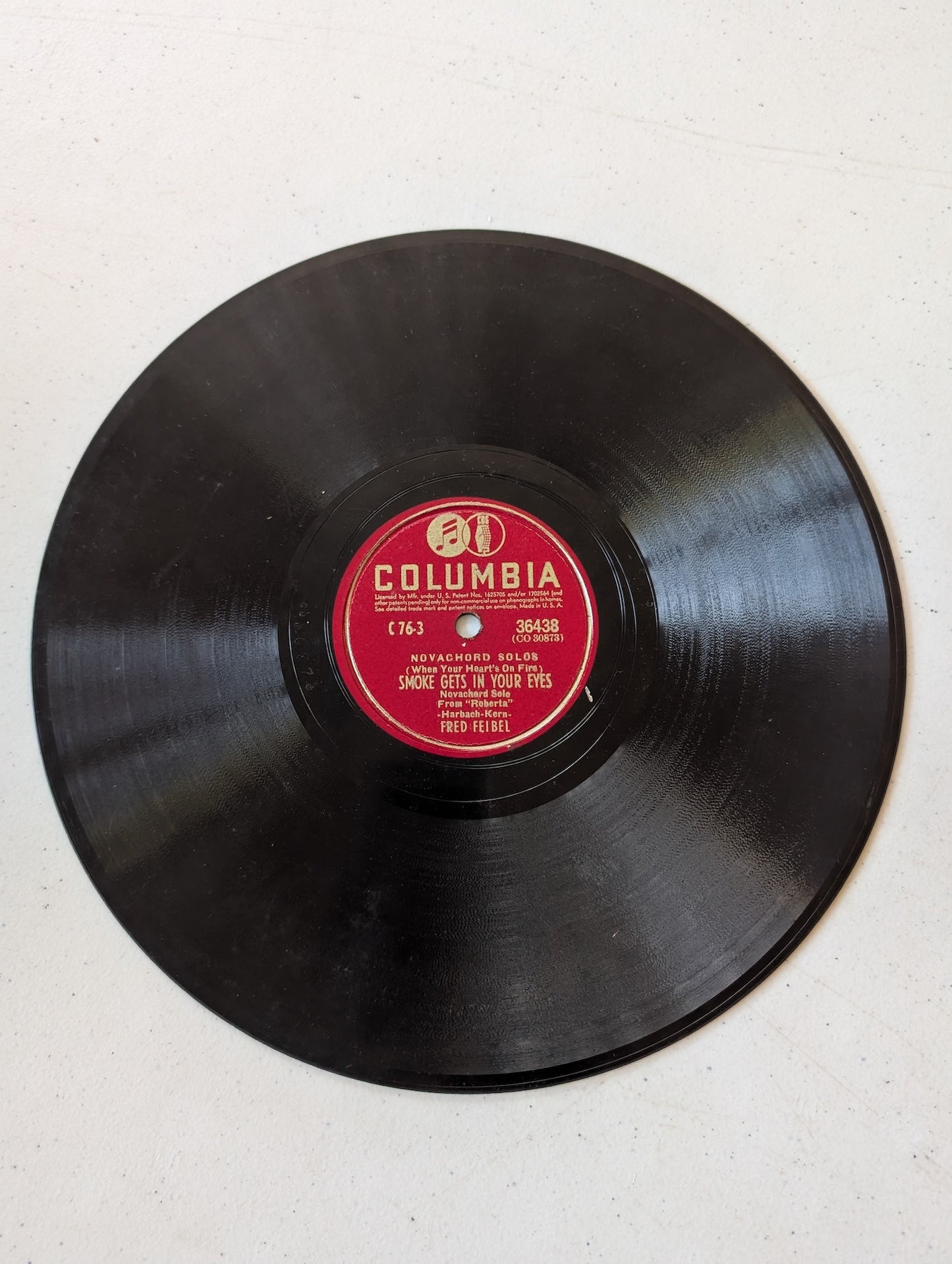 Fred Feibel Smoke Gets in Your Eyes 78 RPM record