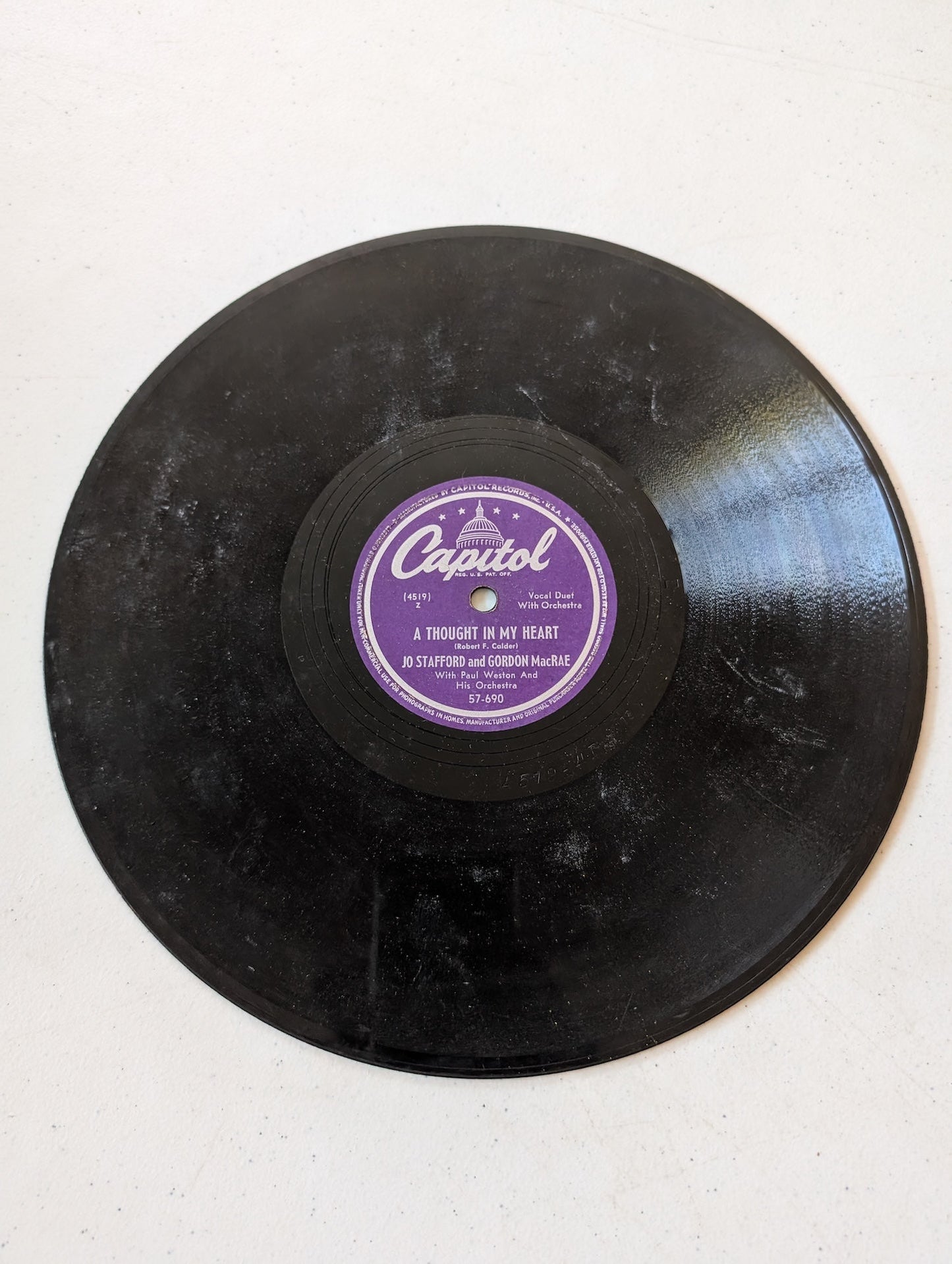 Jo Stafford Gordon MacRae with Paul Weston and his Orchestra A Thought In My Heart Whispering Hope 78 Record 1949