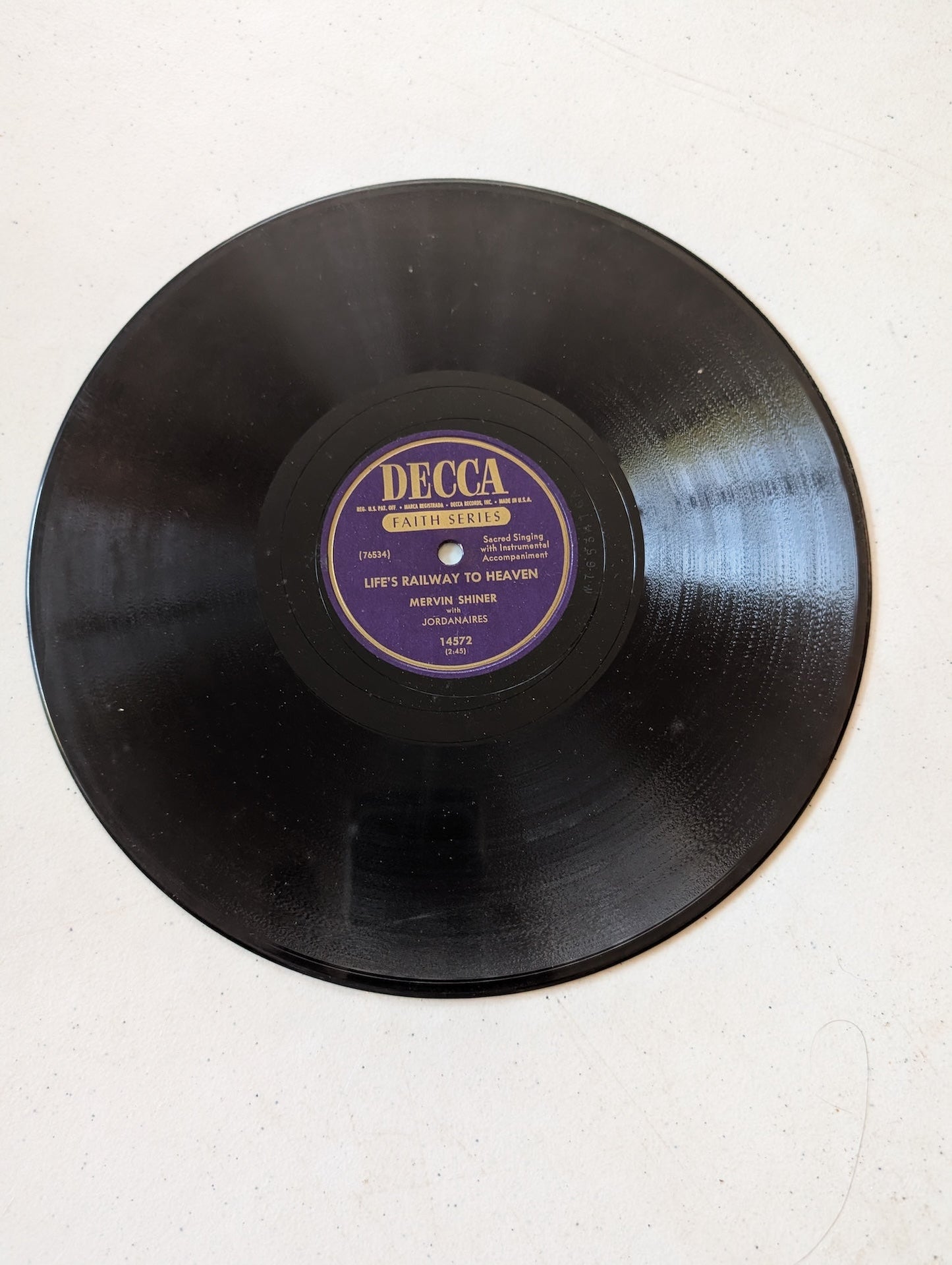 Mervin Shiner with the Jordanaires - Life's Railway to Heaven 78 rpm record