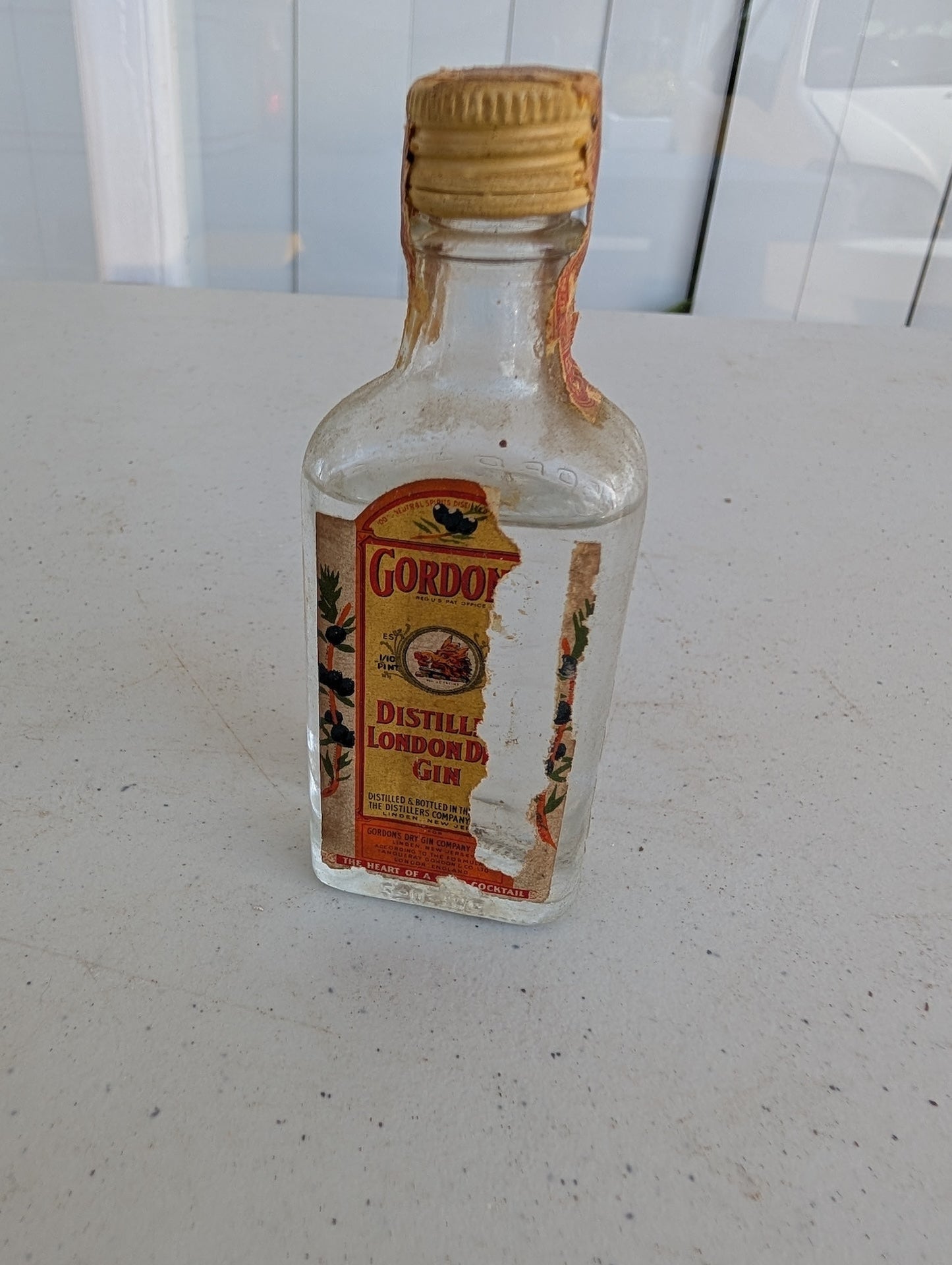 Gordon's London Dry Gin Vintage Small / Mini Liquor / Liqueur EMPTY Bottles with Lid