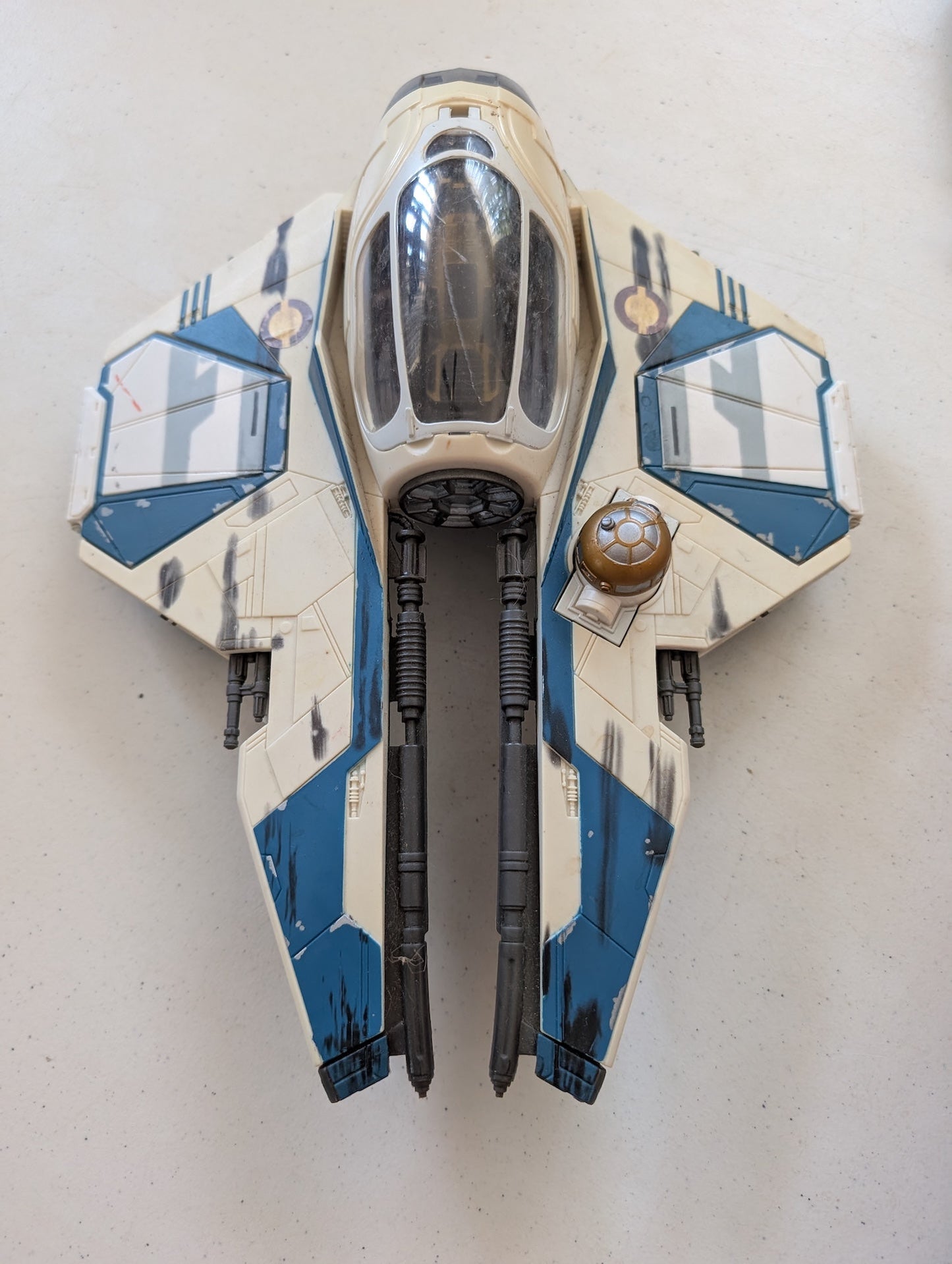 Obi-Wan Kenobi Jedi Starfighter Hasbro Star Wars ROTS Blue Version(Vintage, Missing parts/accessories, Collectable, Toy)