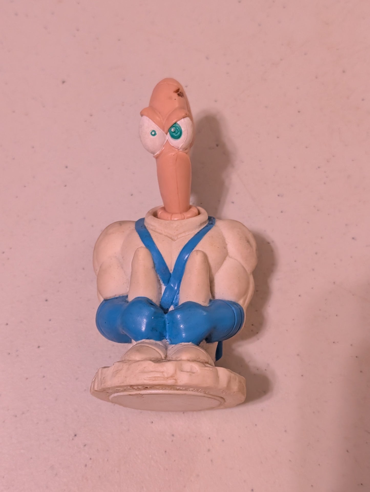 Earthworm Jim Pop My Top Vintage 1995 Taco Bell Kids Meal Toys Worm Figure(Action Figure, SciFi/Fantasy, Collectable, Vintage, Loose, Missing Parts/pieces, Incomplete)