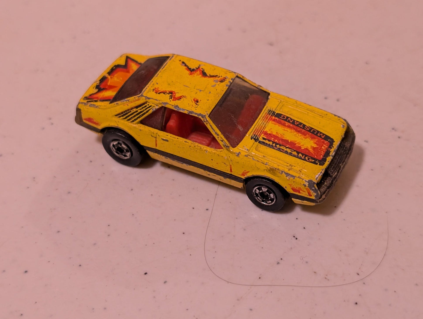 Ford Turbo Mustang Cobra Hot Wheels Ford Turbo Mustang Cobra Yellow (Vehicle, SciFi/Fantasy, Collectable, Vintage, Loose, Missing Parts/pieces, Incomplete)
