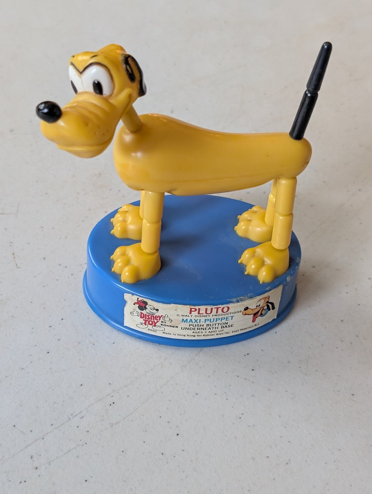 Pluto Vintage Walt Disney Push Button Puppet Kohner Bros.(vintage, collectable, nostalgia, toy)