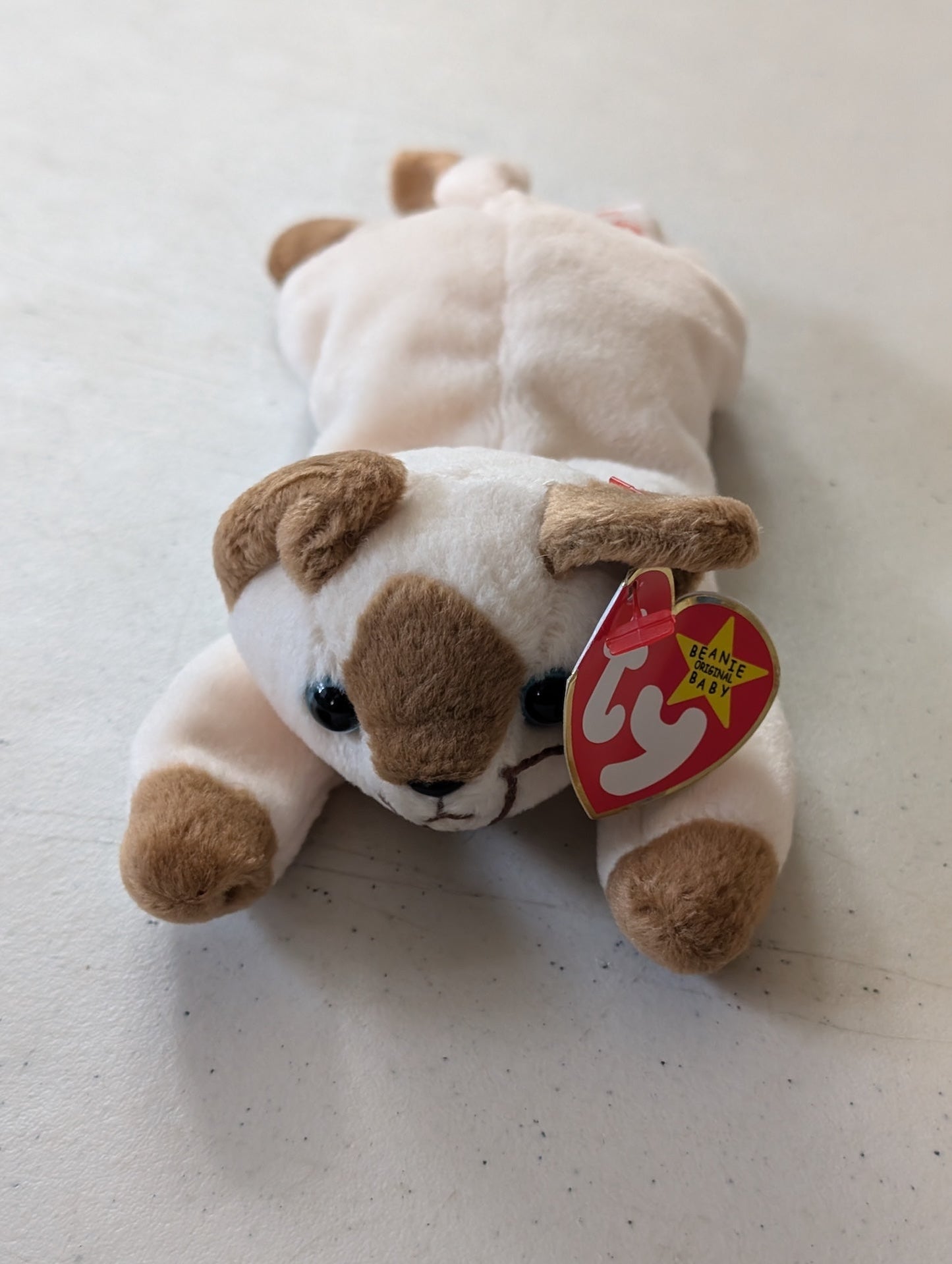 Snip the Cat - Ty Beanie Babies (Cream, Brown, 1996, Plush Toy)