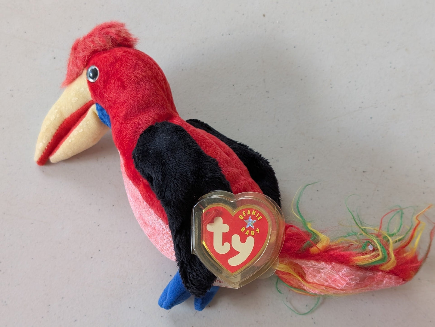 Frills the Hornbill - Ty Beanie Babies (Red, Black, 1999, Plush Toy)