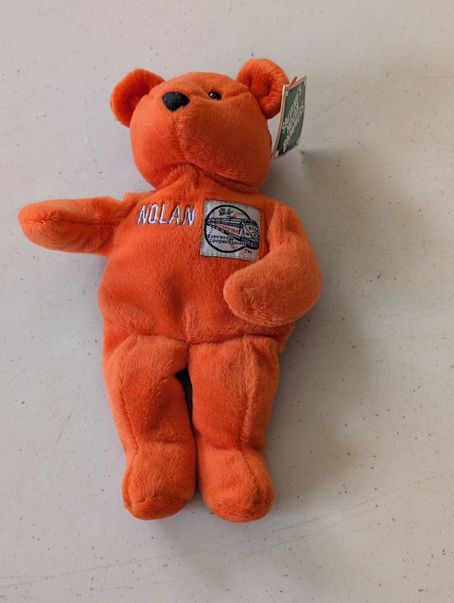 Nolan Ryan Bear - Salvino's Bammers (Orange, 1998, Plush Toy)