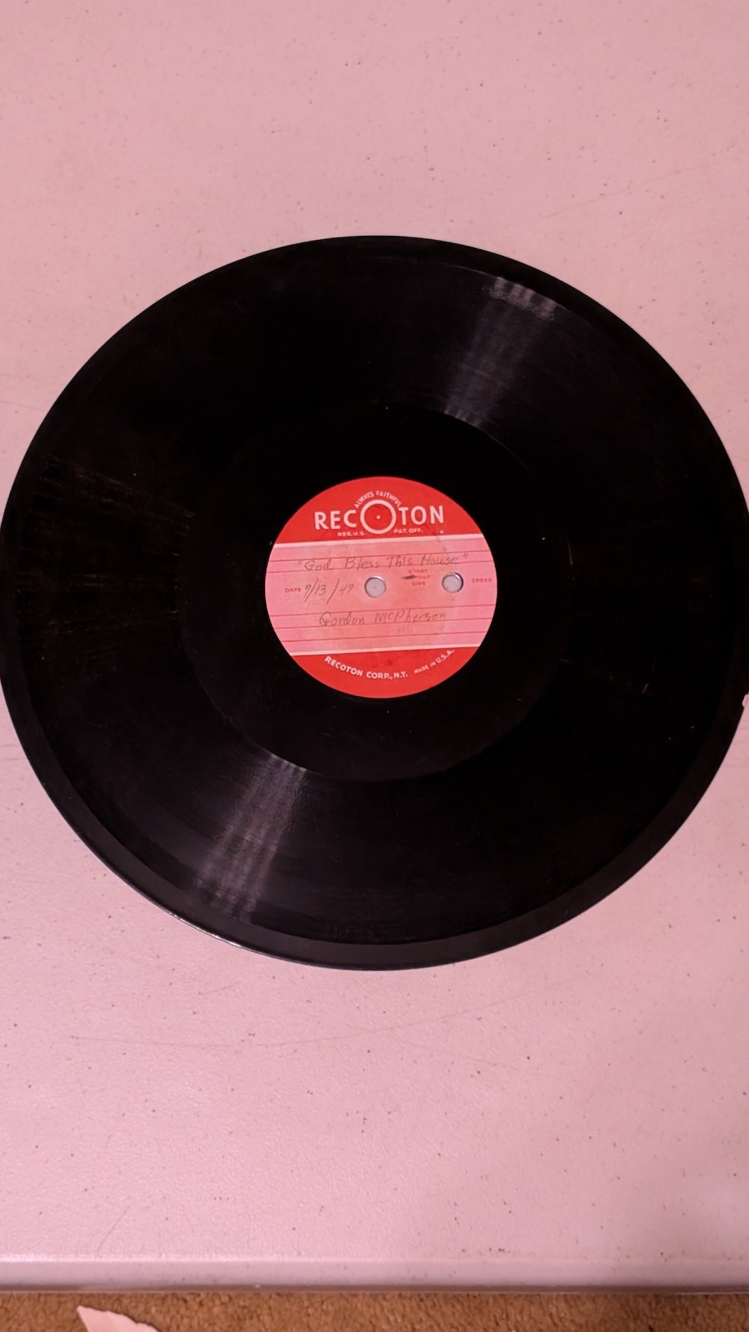 Gordon McPherson - God Bless This House (Personal Recording) (Vocal, 78 RPM Record, 1947)