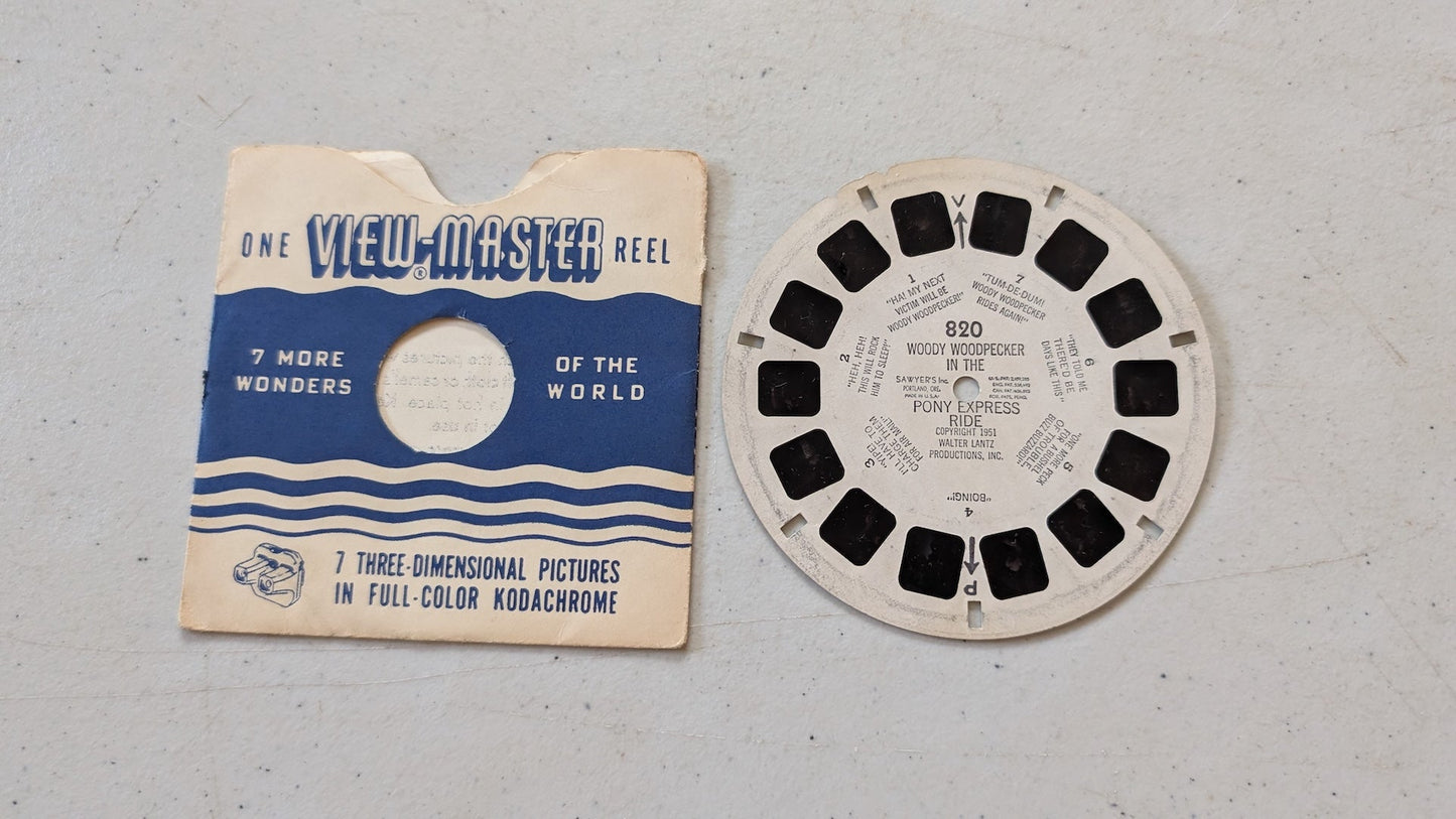 Woody Woodpecker in The Pony Express Ride Vintage 1951 View-Master Reel 820 (vintage, collectable, nostalgia, toy)