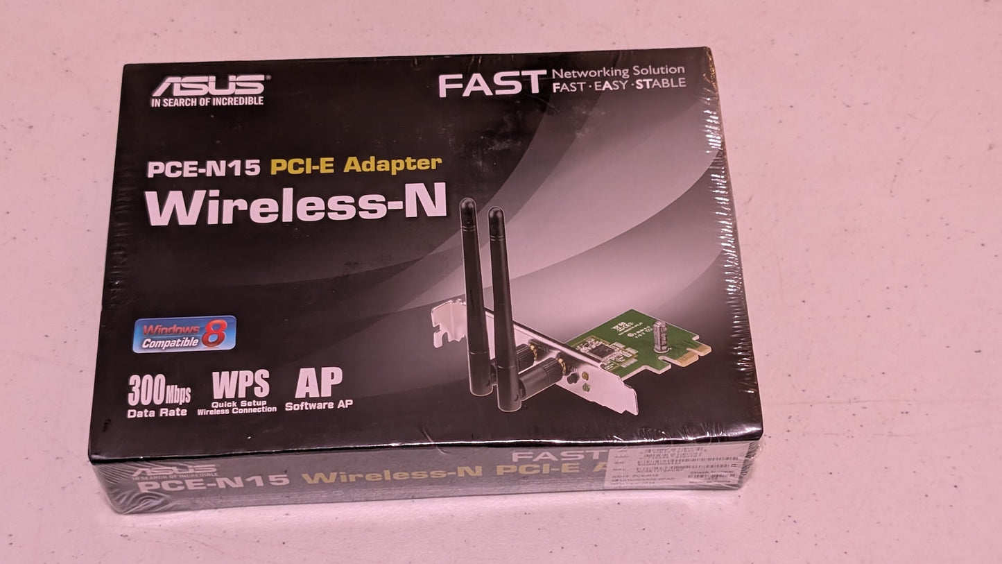 PCE-N15 Wireless-N PCI-E Adapter from ASUS - 2010s Computer Components (Plastic, PCB Network Adapter, Modern, Black, Gold)