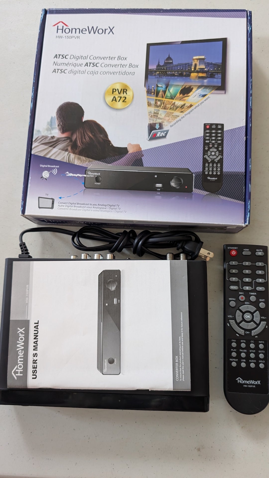 HW-150PVR from HomeWorx - 2010s Consumer Electronics (Plastic, Metal TV Converter Box, Utilitarian, Black, Silver)