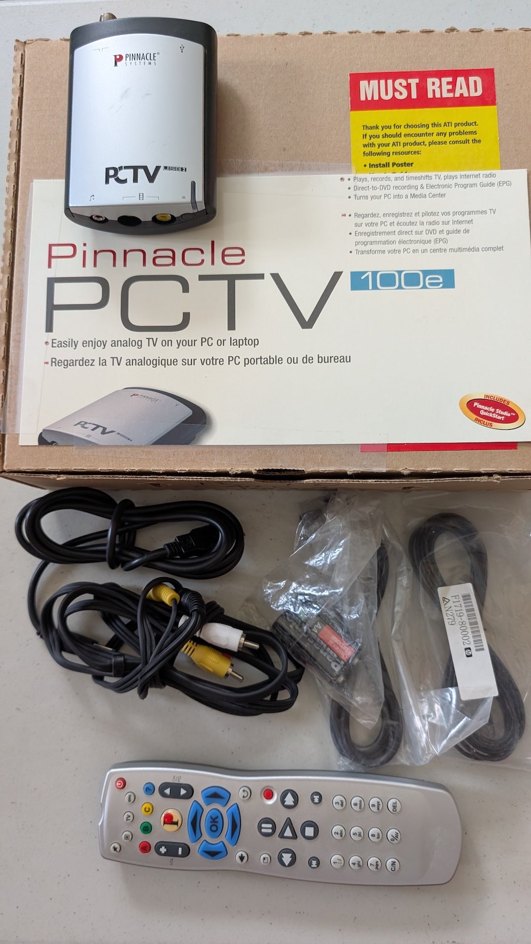 PCTV 100e from Pinnacle - 2000s Peripherals (Plastic, Metal External TV Tuner, Retro Tech, Silver, Black)
