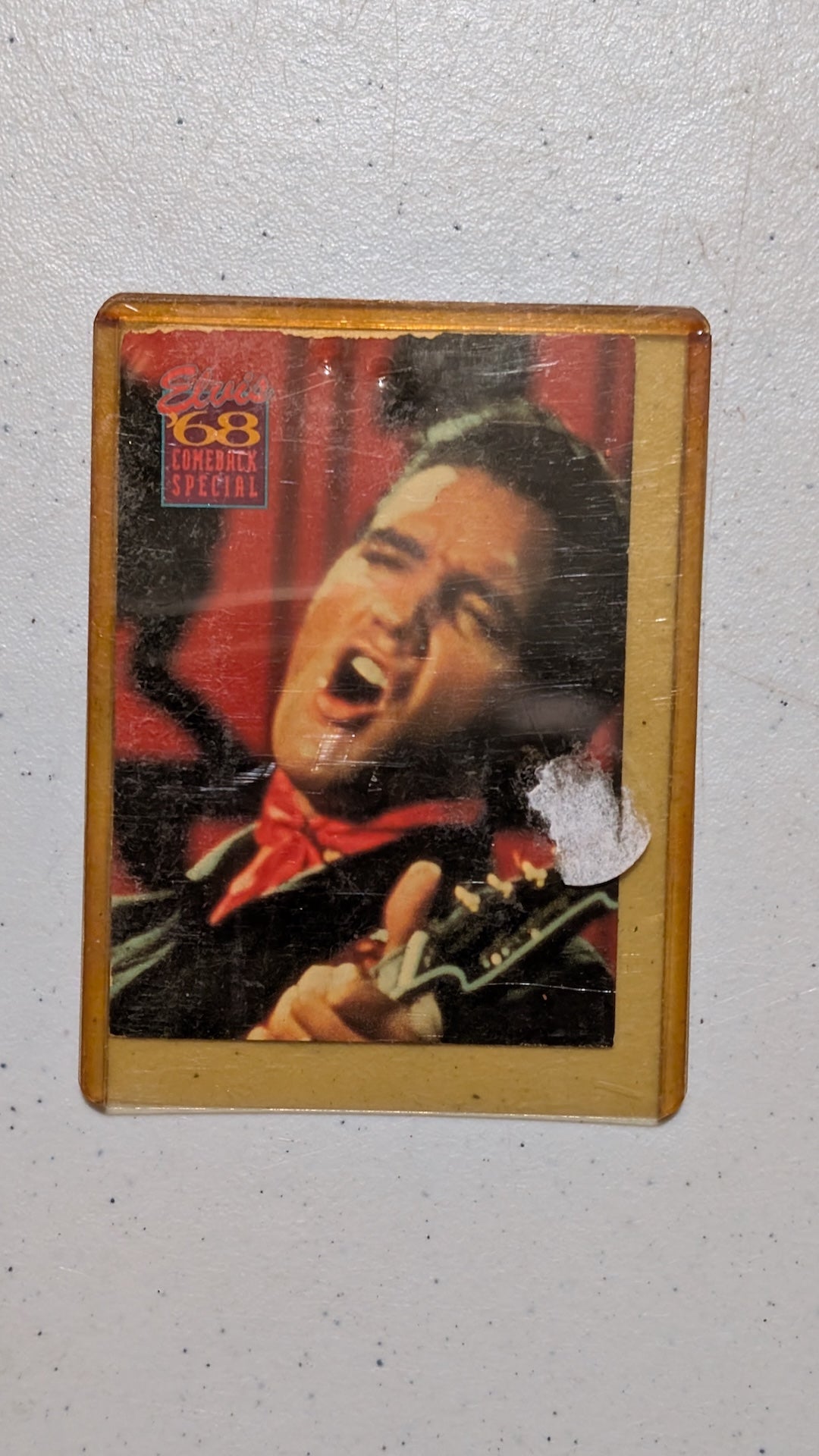 Elvis '68 Comeback Special Card from Unknown - 1990s Collectibles (Card Stock, Plastic Trading Card, Music Memorabilia, Red, Black, Gold, Collectable, Vintage, Original)