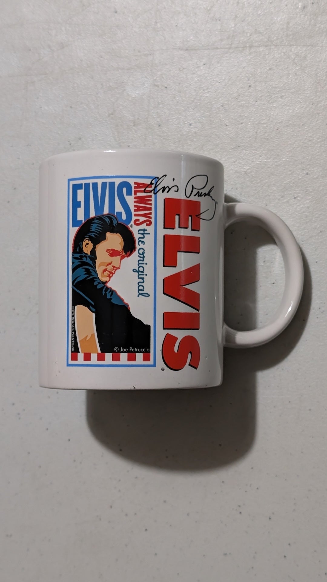 Elvis Always the Original Mug from E.P.E. Inc. - 1998 Housewares (Ceramic Mug, Pop Art, Retro, White, Blue, Red, Black, Collectable Vintage, Original)