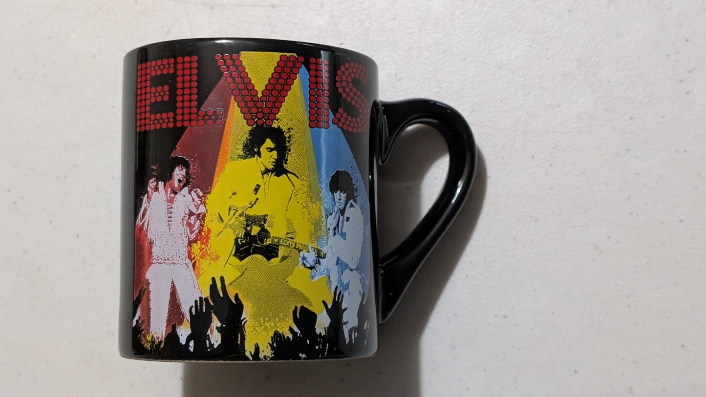 Elvis Pop Art Trio Mug from Unknown - 2000s Housewares (Ceramic Mug, Pop Art, Retro, Black, Red, Yellow, Blue, Collectable, Vintage, Original)