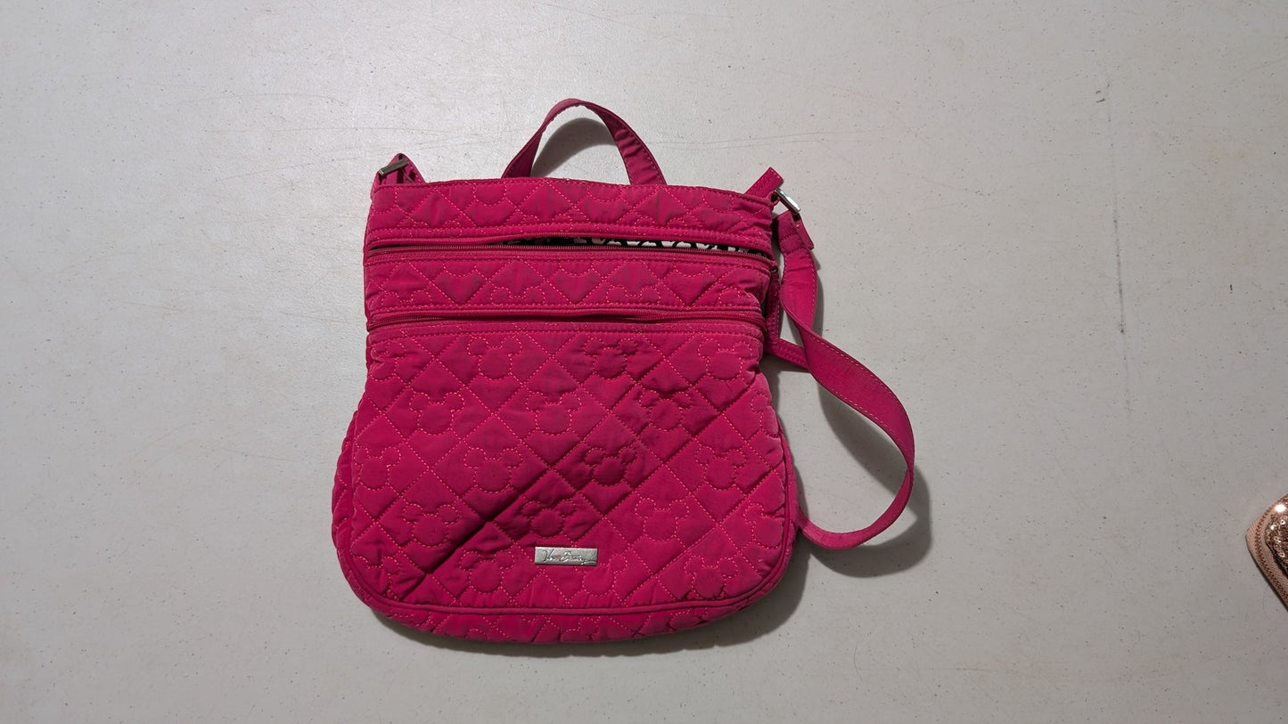 Disney Hipster Crossbody Bag from Vera Bradley - 2010s Handbag (Quilted Cotton Crossbody Bag, Quilted Floral, Magenta / Bright Pink)