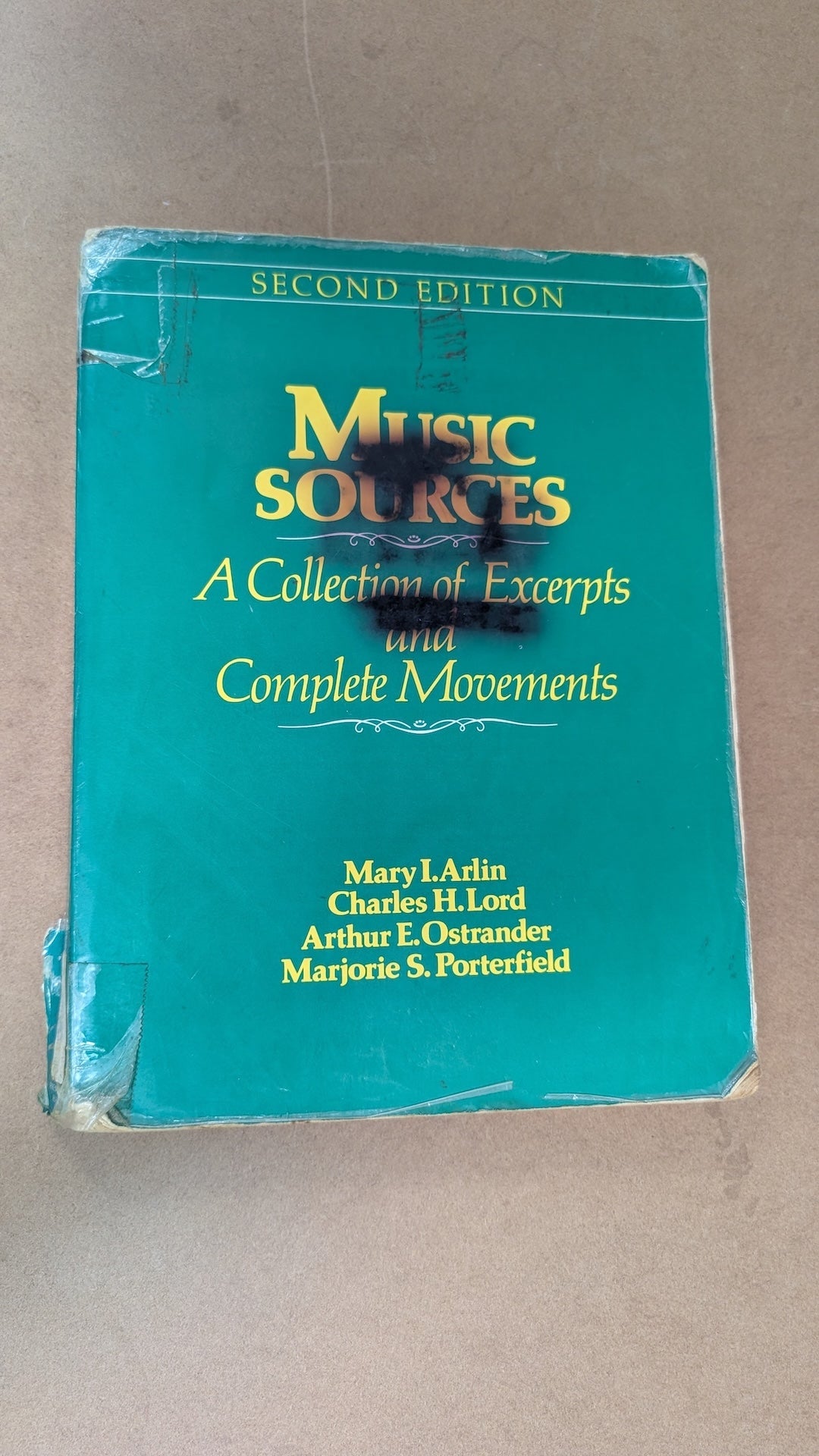 Music Sources: A Collection of Excerpts and Complete Movements (Second Edition) by Mary I. Arlin et al. (Music, Textbook, 1982)
