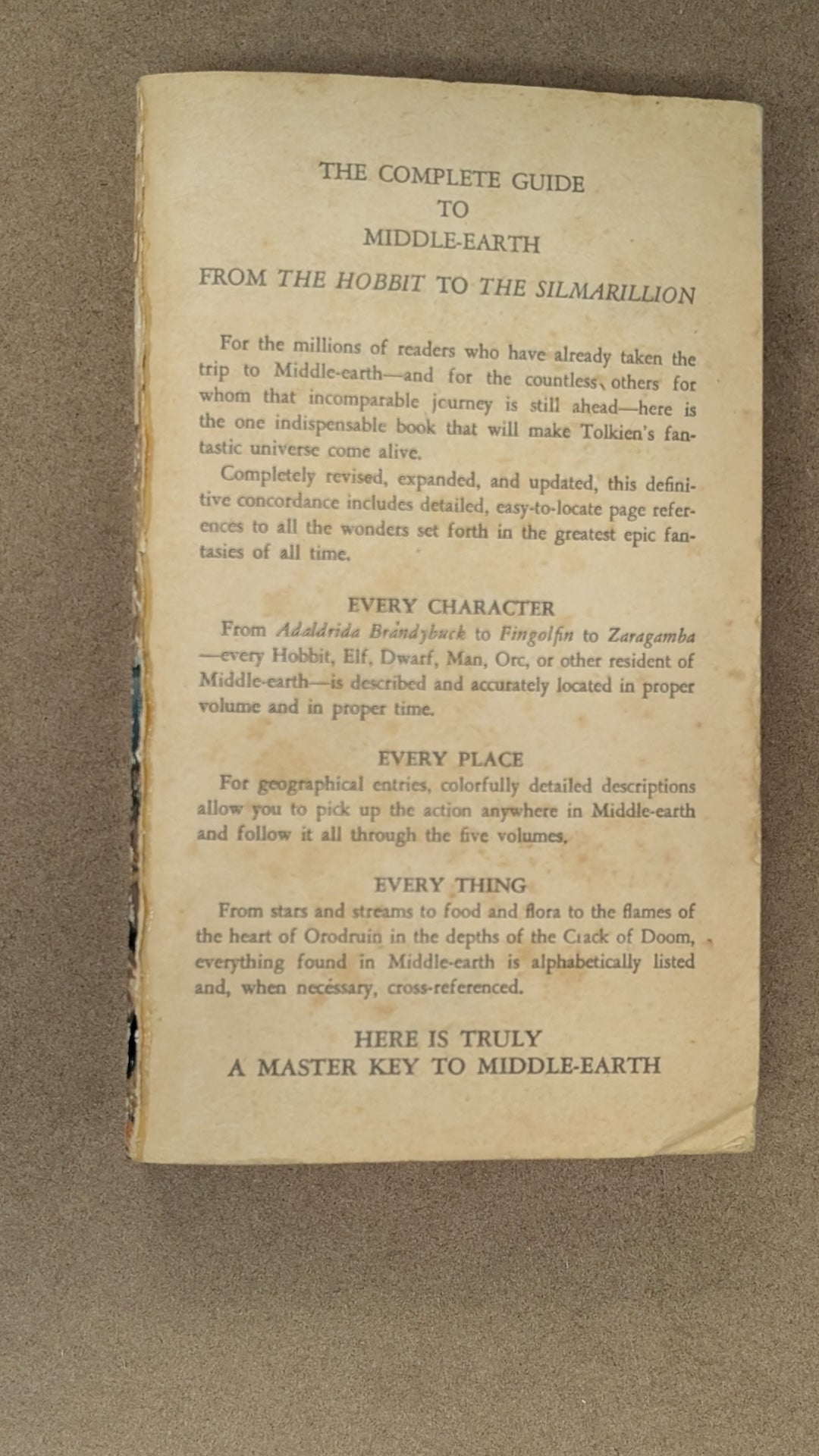 The Complete Guide to Middle-earth: From The Hobbit to The Silmarillion by Robert Foster (Reference, Fantasy, 1978)