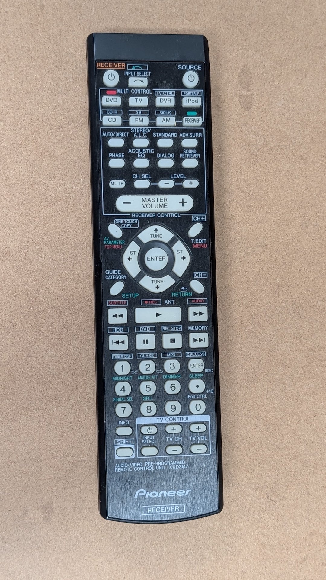 Remote from Pioneer - 2000s Electronics > Accessories > Remote Controls (Plastic, Rubber AV Receiver Remote, Utilitarian, Tech, Black)