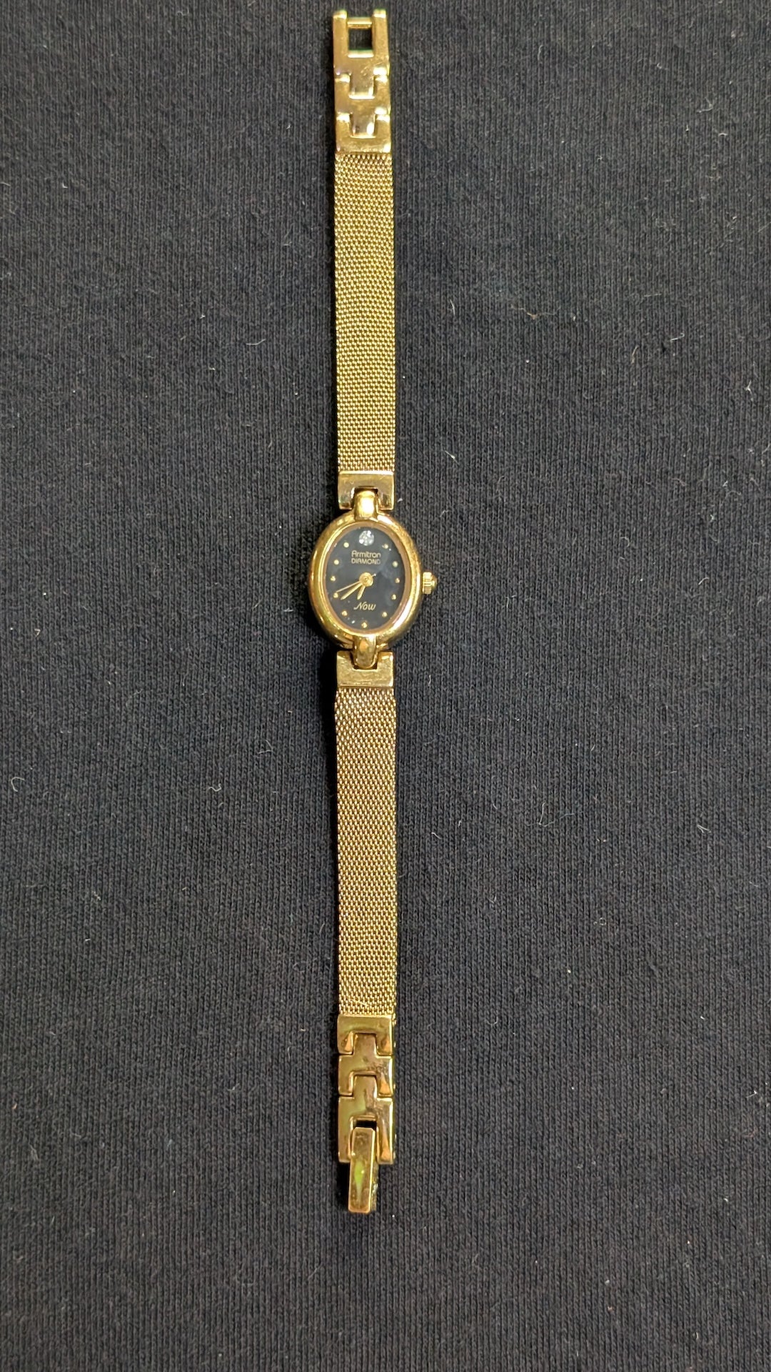 Women's Armitron Now Watch Gold-Tone Mesh Bracelet Black Diamond Dial