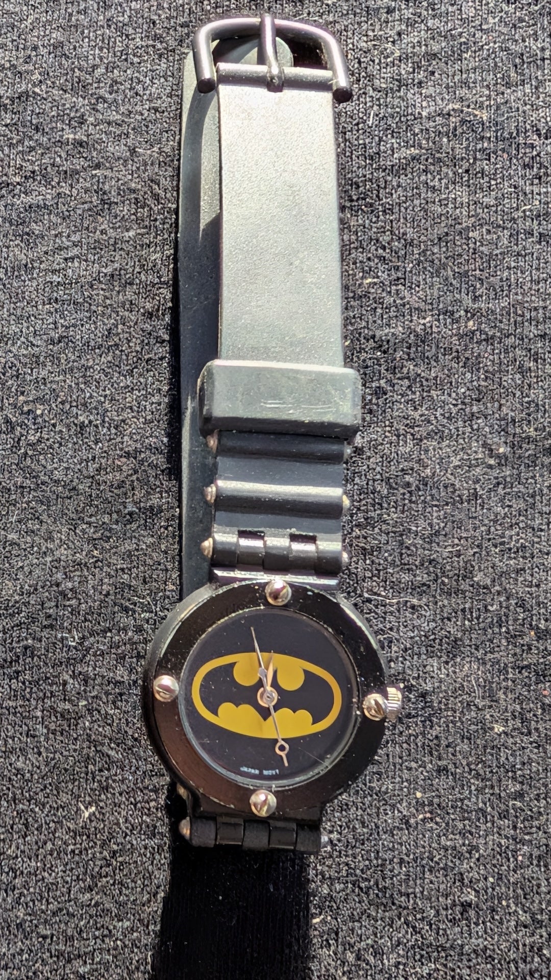 Vintage Batman Watch Black Silicone Strap DC Comics (Untested)