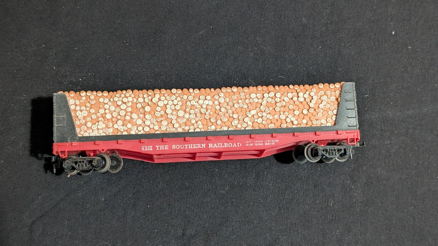 Southern Woodchip Hopper Hopper Car likely from Athearn - 1970s-1980s HO Scale Model Train (Plastic, Metal Hopper Car, Red, Black)