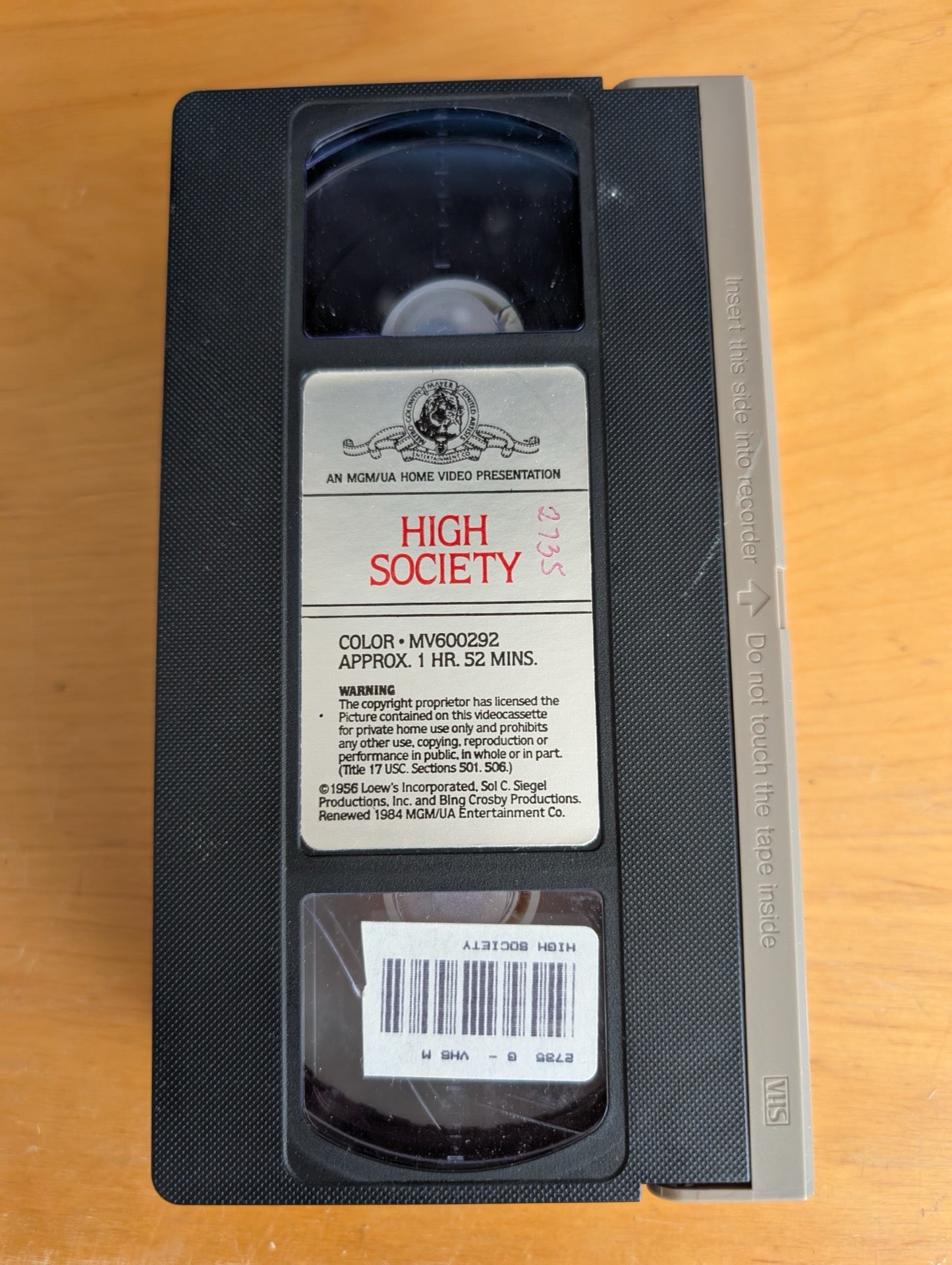 High Society (VHS, 1956, Not Rated) Bing Crosby, Grace Kelly, Frank Sinatra, High Society VHS, classic Hollywood musical, Grace Kelly movie, Frank Sinatra Bing Crosby film, vintage musical tape