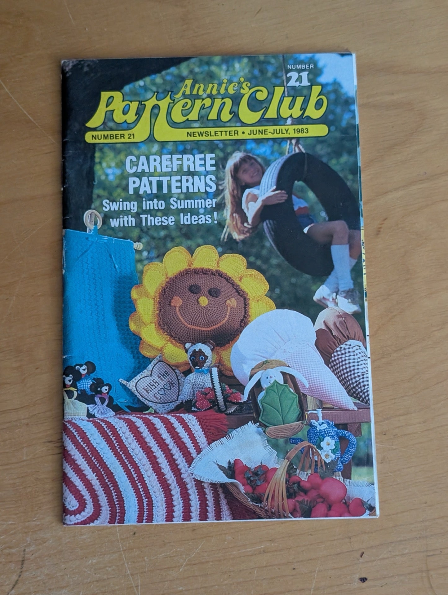 Annie's Pattern Club Newsletter (Number 21) by Annie's (Crafts, Periodical, 1983, Annie's Attic, 80s crafts, craft magazine, crochet patterns, summer crafts)