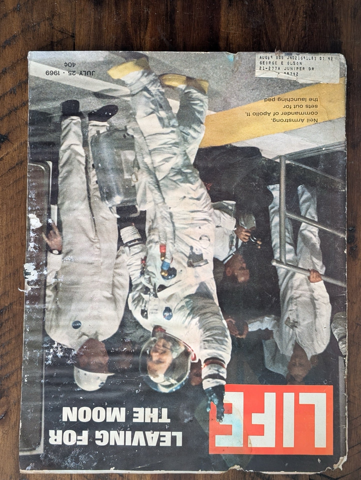 LIFE Magazine "LEAVING FOR THE MOON" by LIFE (Time Inc.) (Magazine, History, Space, 1969, LIFE magazine, Apollo 11 launch, leaving for moon, July 25 1969, astronaut walkout)