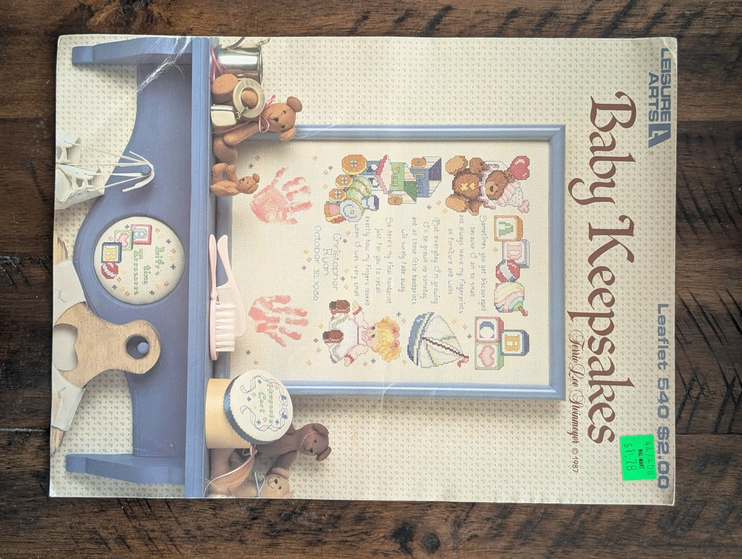 Baby Keepsakes by Paula Lee Trumm (Leisure Arts) (Crafts, Cross-Stitch, 1987, baby cross-stitch, birth sampler, Leisure Arts, nursery decor, teddy bear pattern)