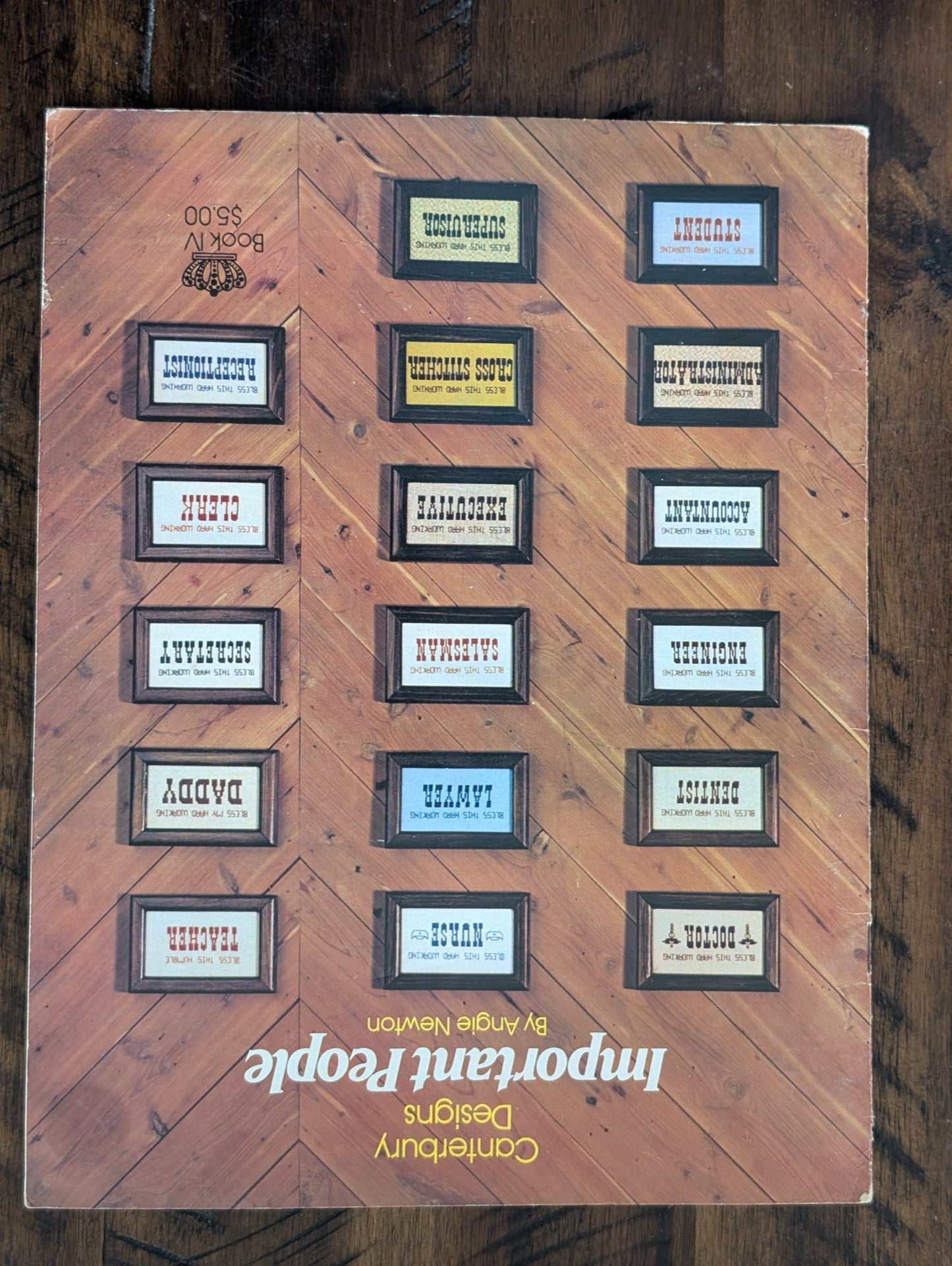 Important People by Angie Newton (Canterbury Designs) (Crafts, Cross-Stitch, c. 1980s, funny cross-stitch, 80s patterns, important people, office humor, Canterbury Designs)