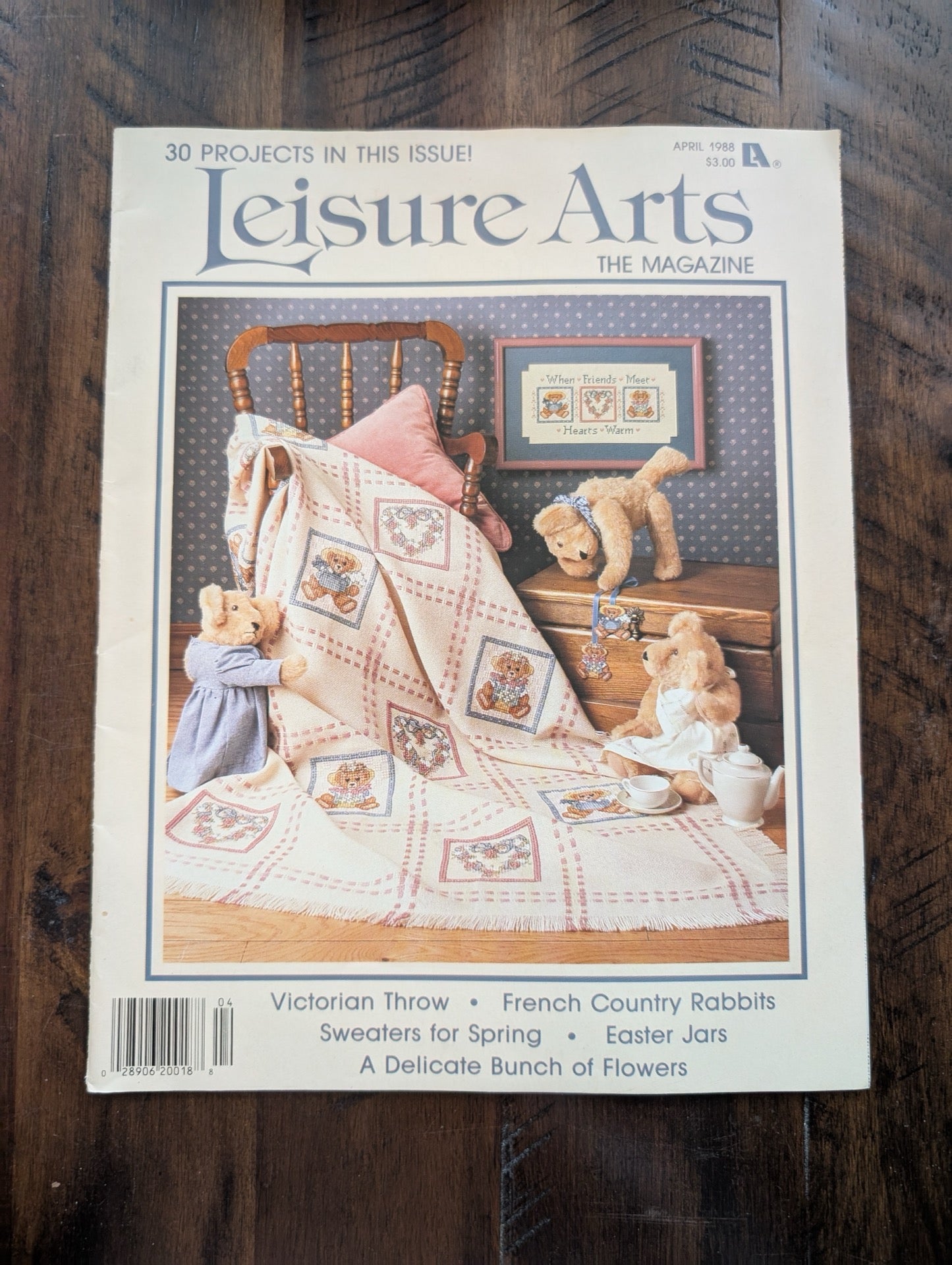 Leisure Arts: The Magazine by Leisure Arts (Crafts, Magazine, 1988, Leisure Arts, 80s crafts, teddy bear pattern, vintage magazine, spring crafts)