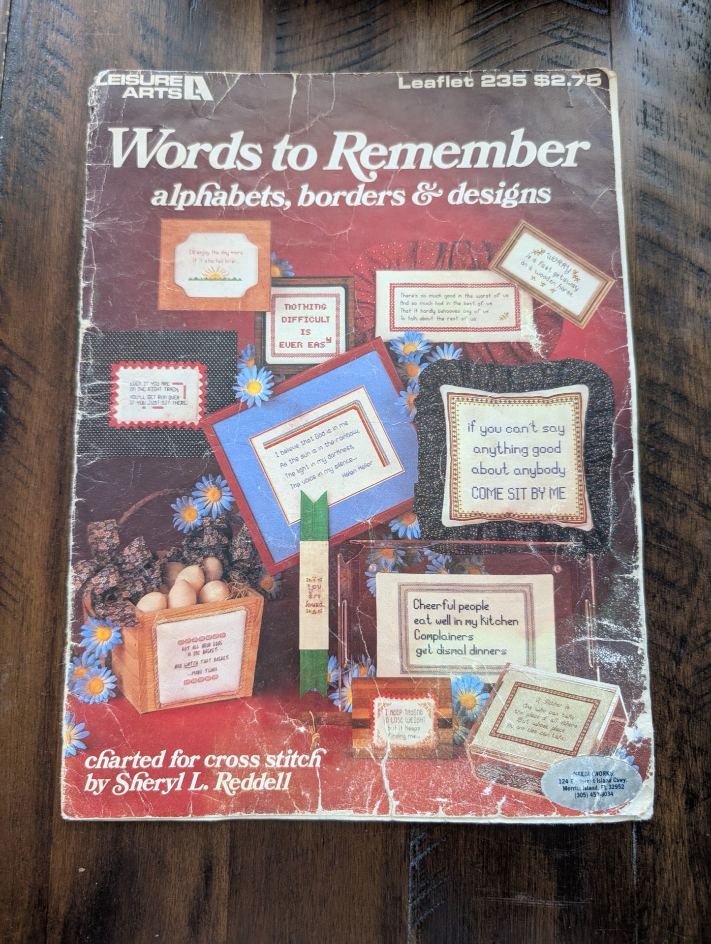 Words to Remember by Sheryl L. Reddell (Leisure Arts) (Crafts, Cross-Stitch, 1983, cross-stitch quotes, Leisure Arts, alphabet sampler, 80s crafts, Sheryl Reddell)